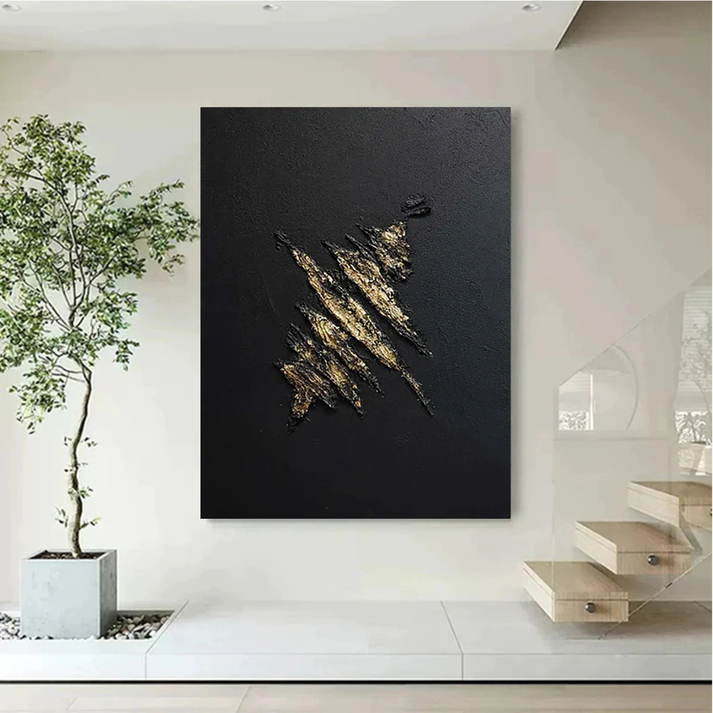 Black Textured Minimalist Wall Art