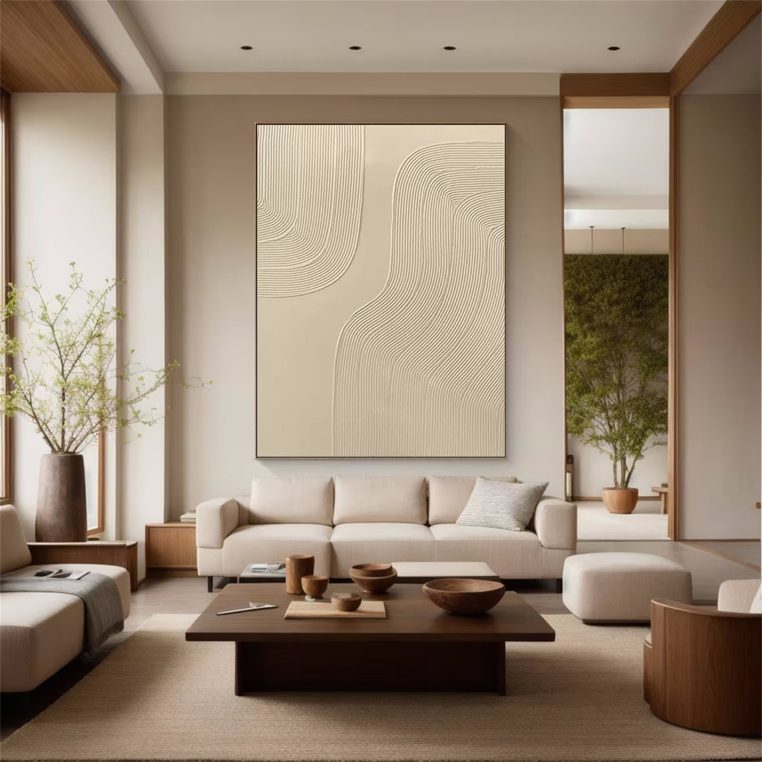 Beige & Brown Textured Minimalist Wall Art