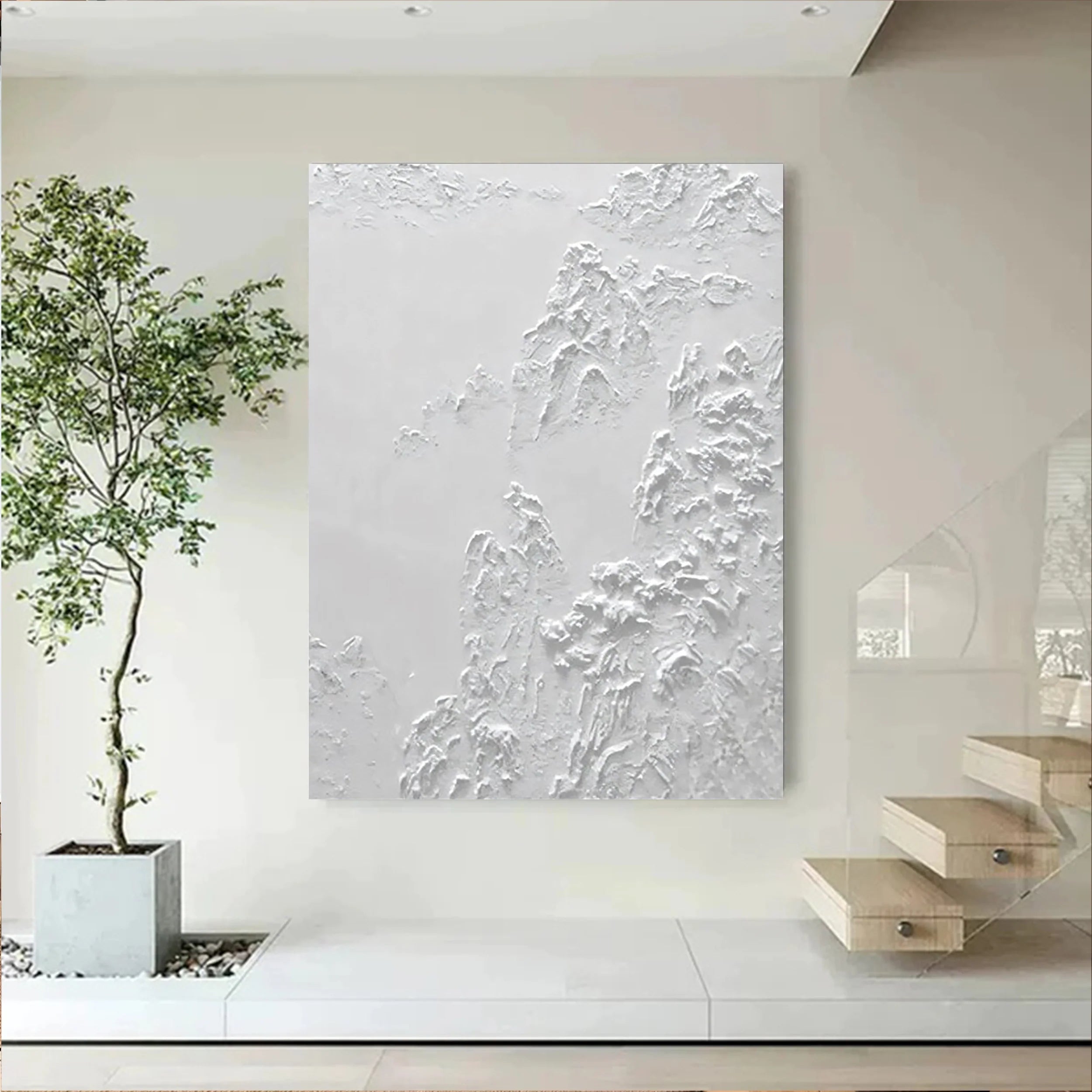 White Textured Minimalist Wall Art