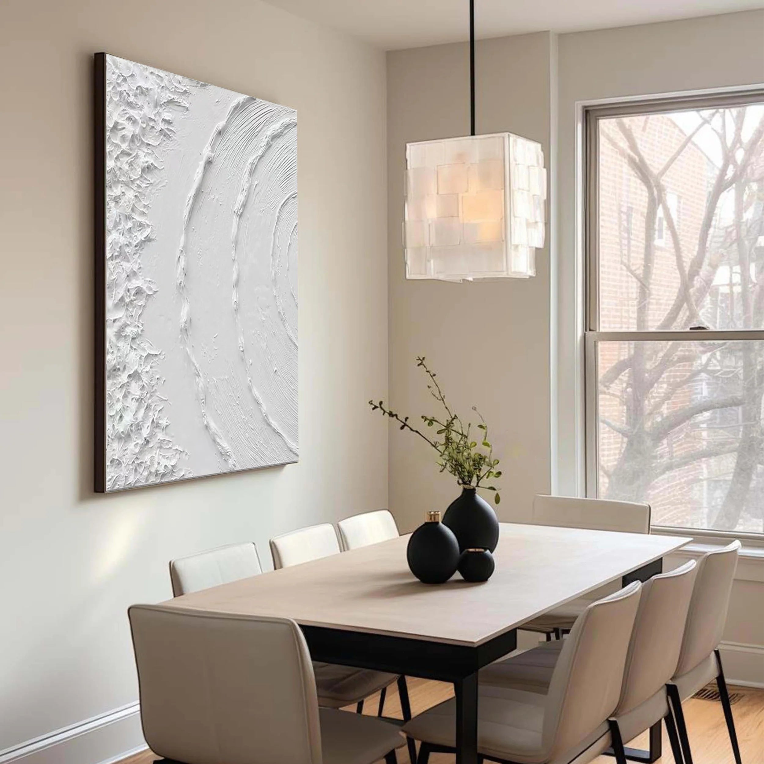 White Textured Minimalist Wall Art