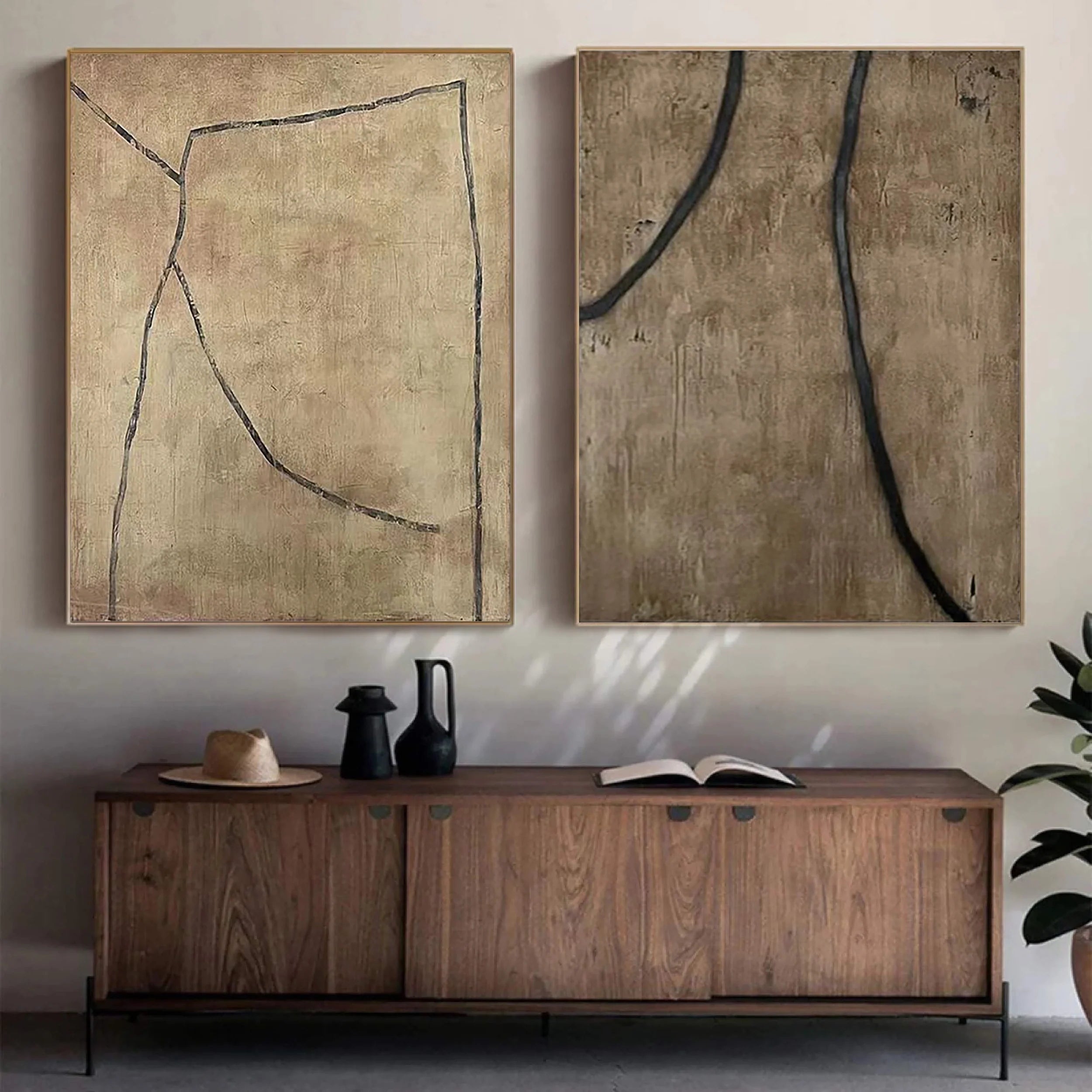 Wabi Sabi Abstract Wall Art Set of 2