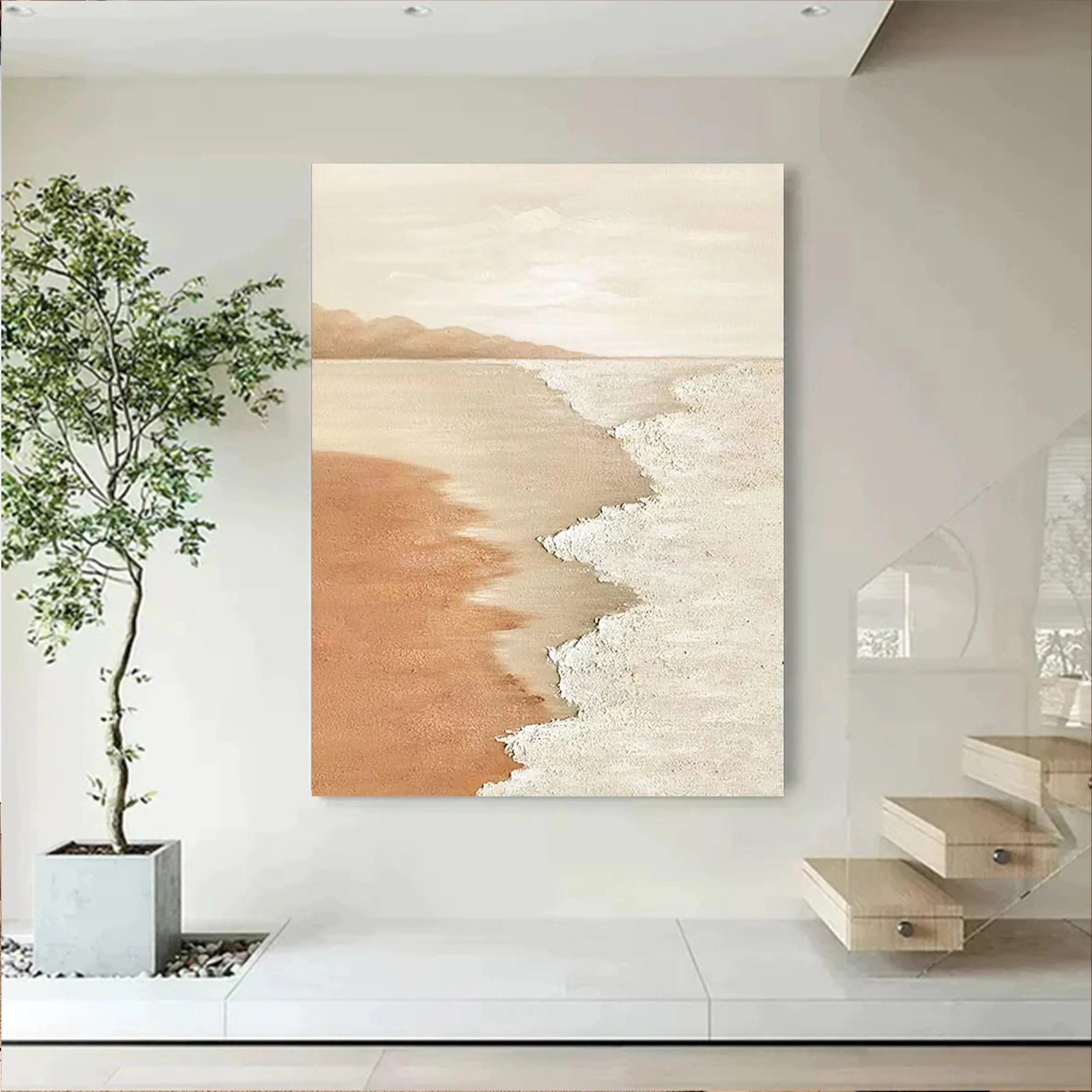 Beige & Brown Textured Minimalist Wall Art