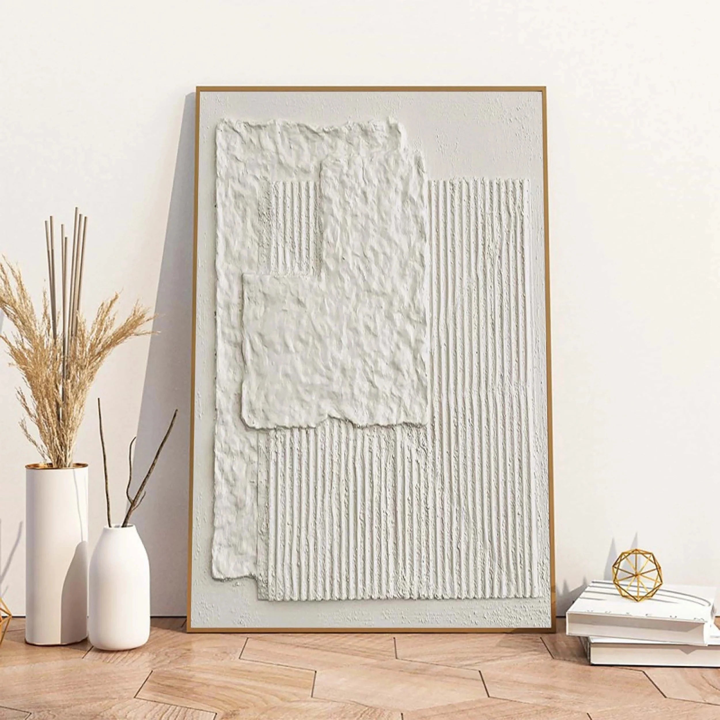 White Textured Minimalist Wall Art