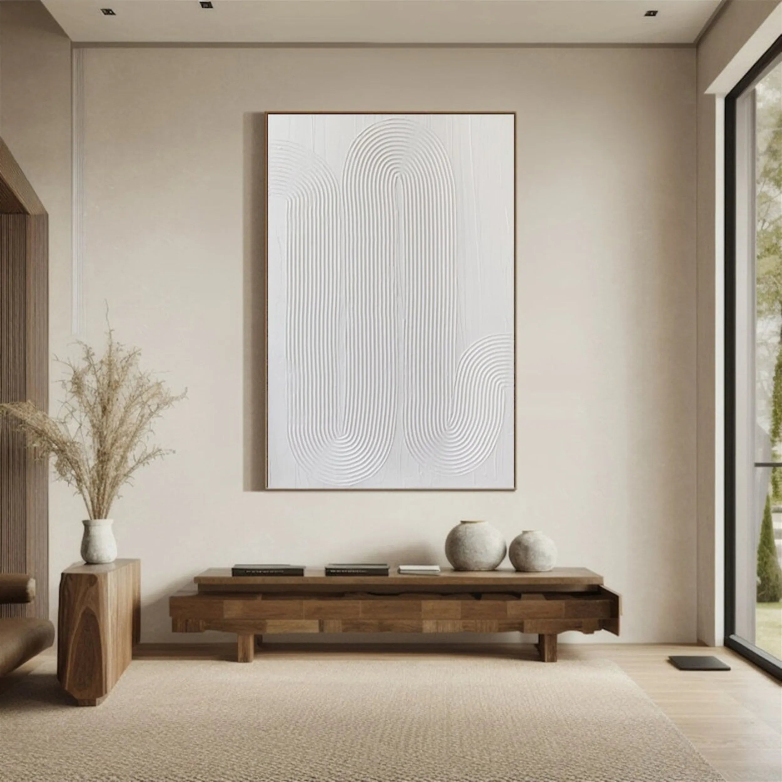 White Textured Minimalist Wall Art