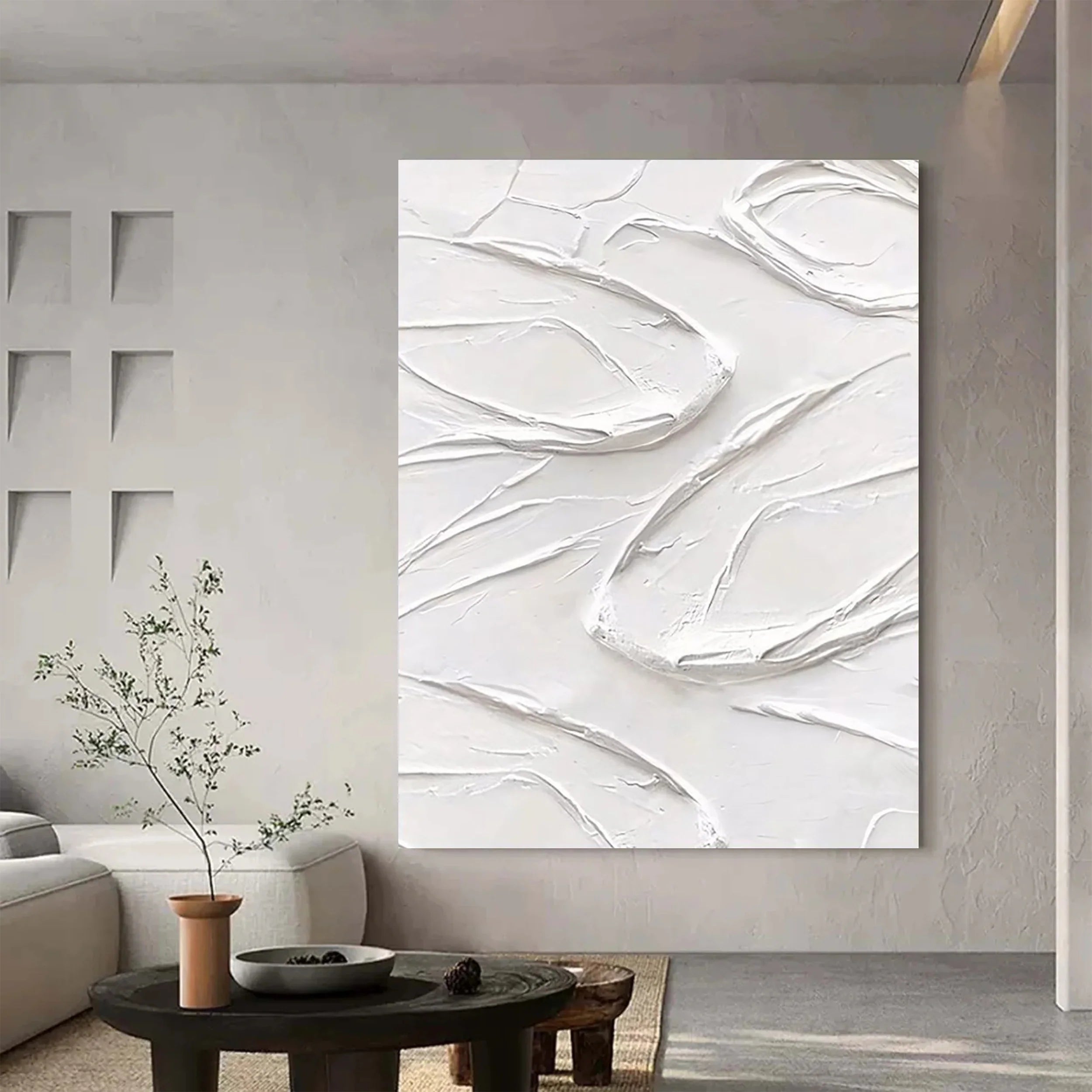 White Textured Minimalist Wall Art