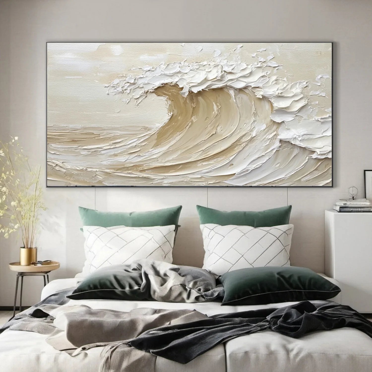 Beige & Brown Sky And Ocean Painting