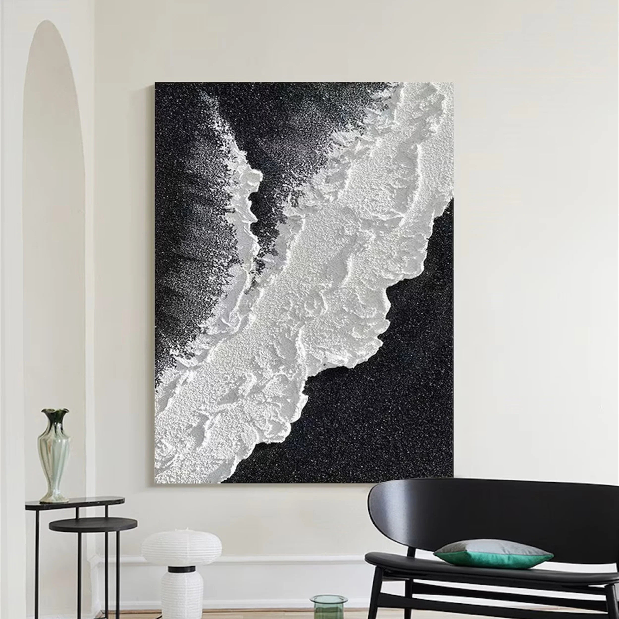 Black Textured Minimalist Wall Art