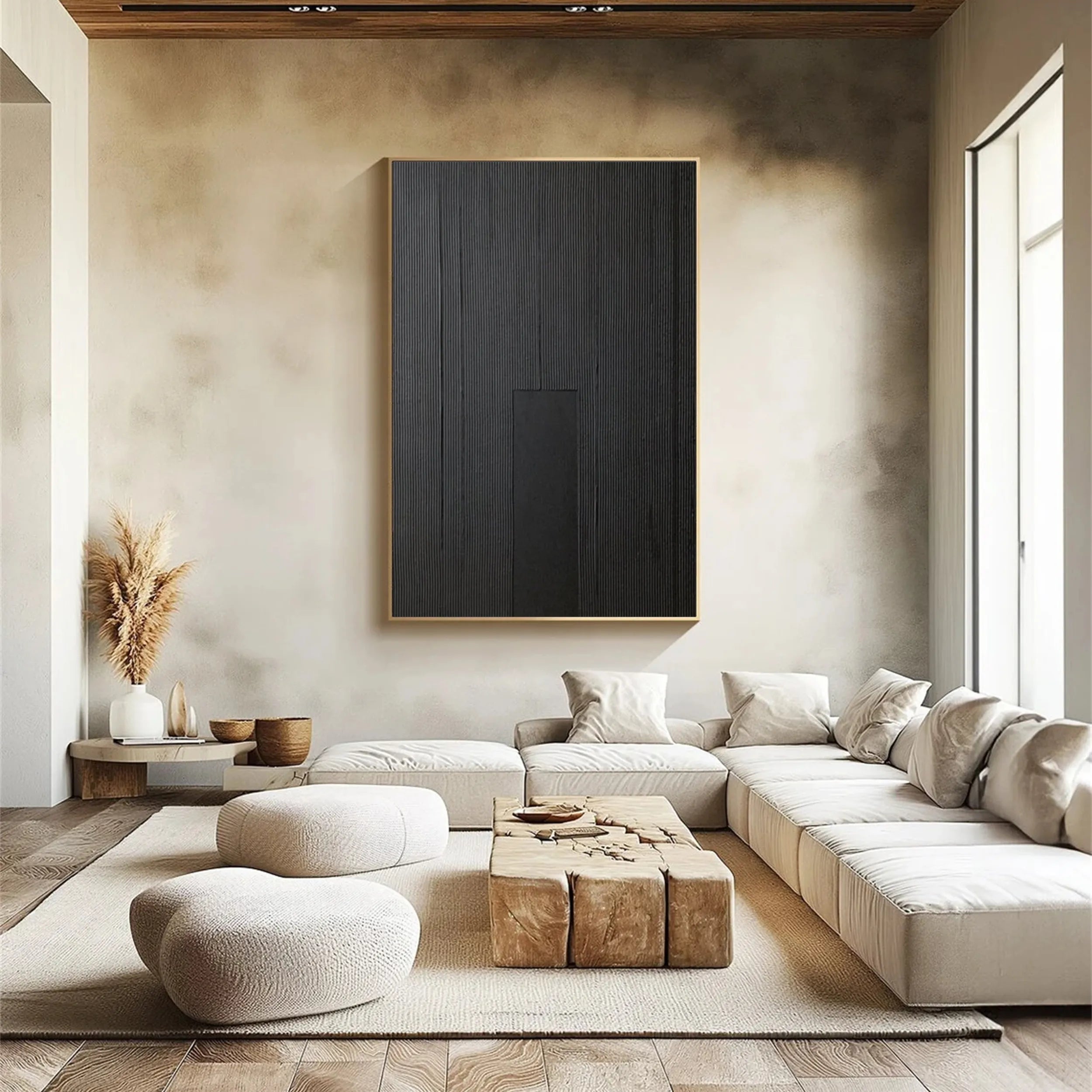 Black Textured Minimalist Wall Art