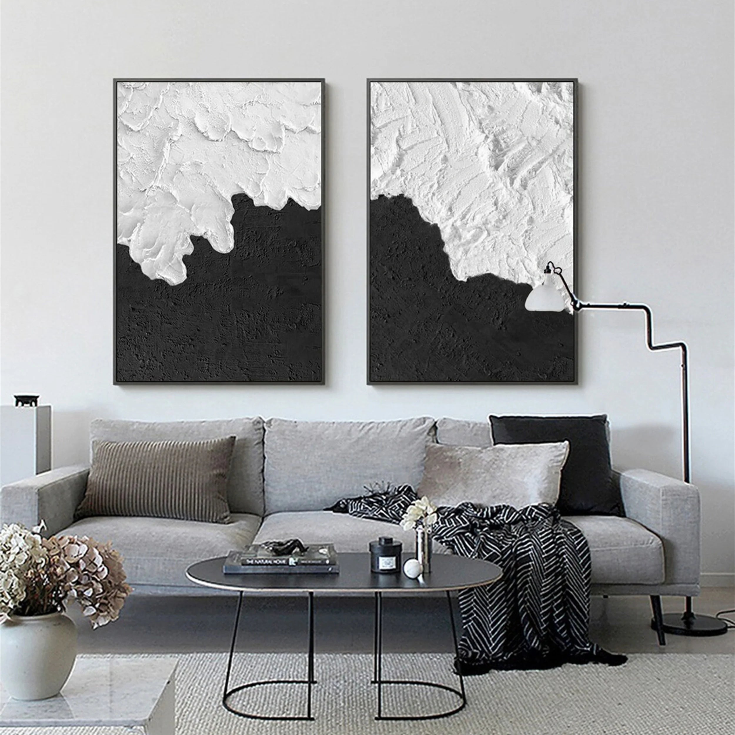 White Textured Minimalist Wall Art Set of 2