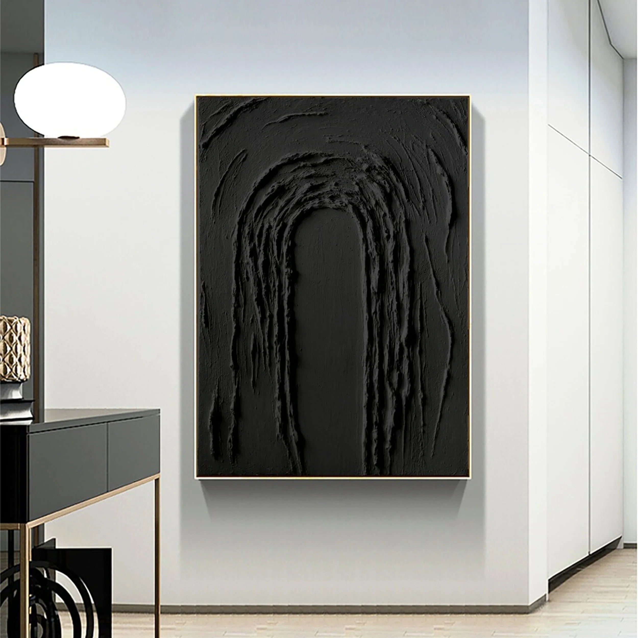 Black Textured Minimalist Wall Art