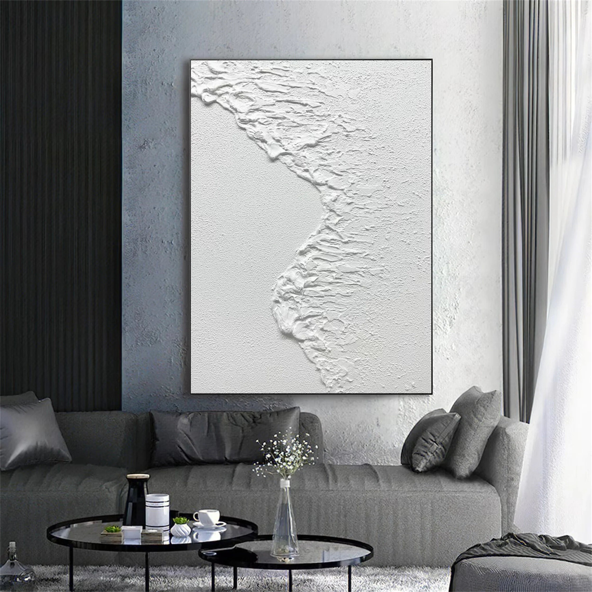 White Textured Minimalist Wall Art