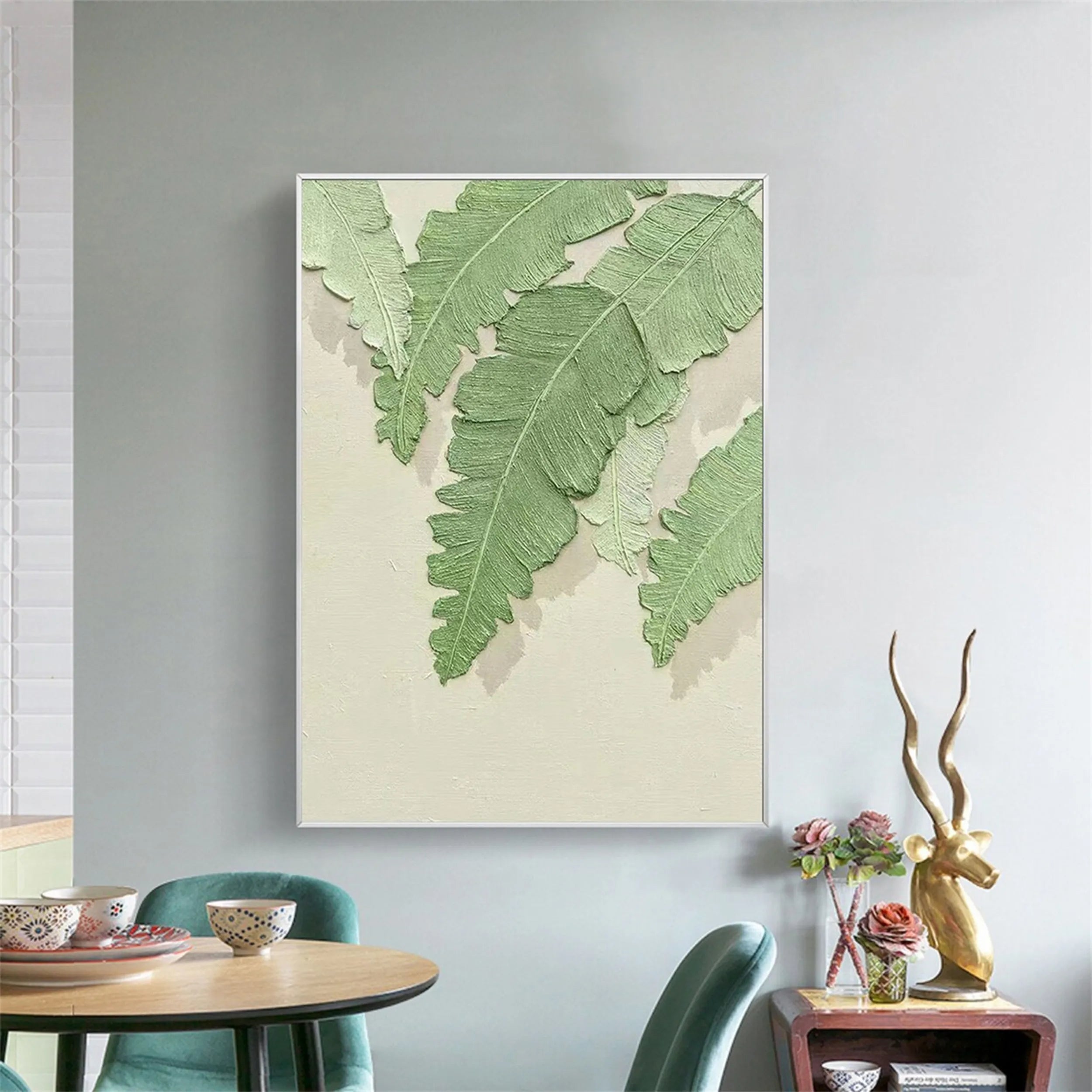 Green Textured Minimalist Wall Art