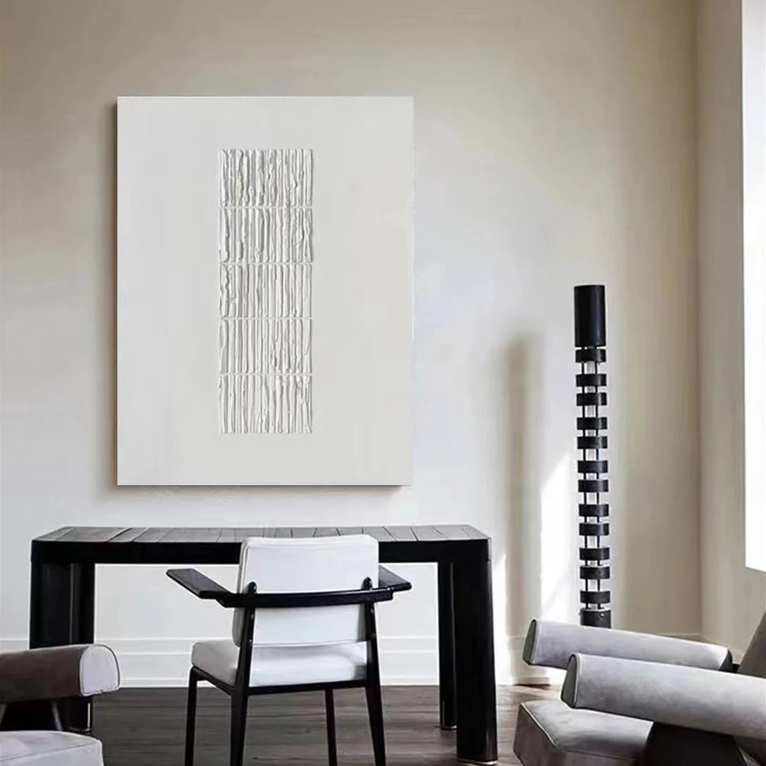 White Textured Minimalist Wall Art