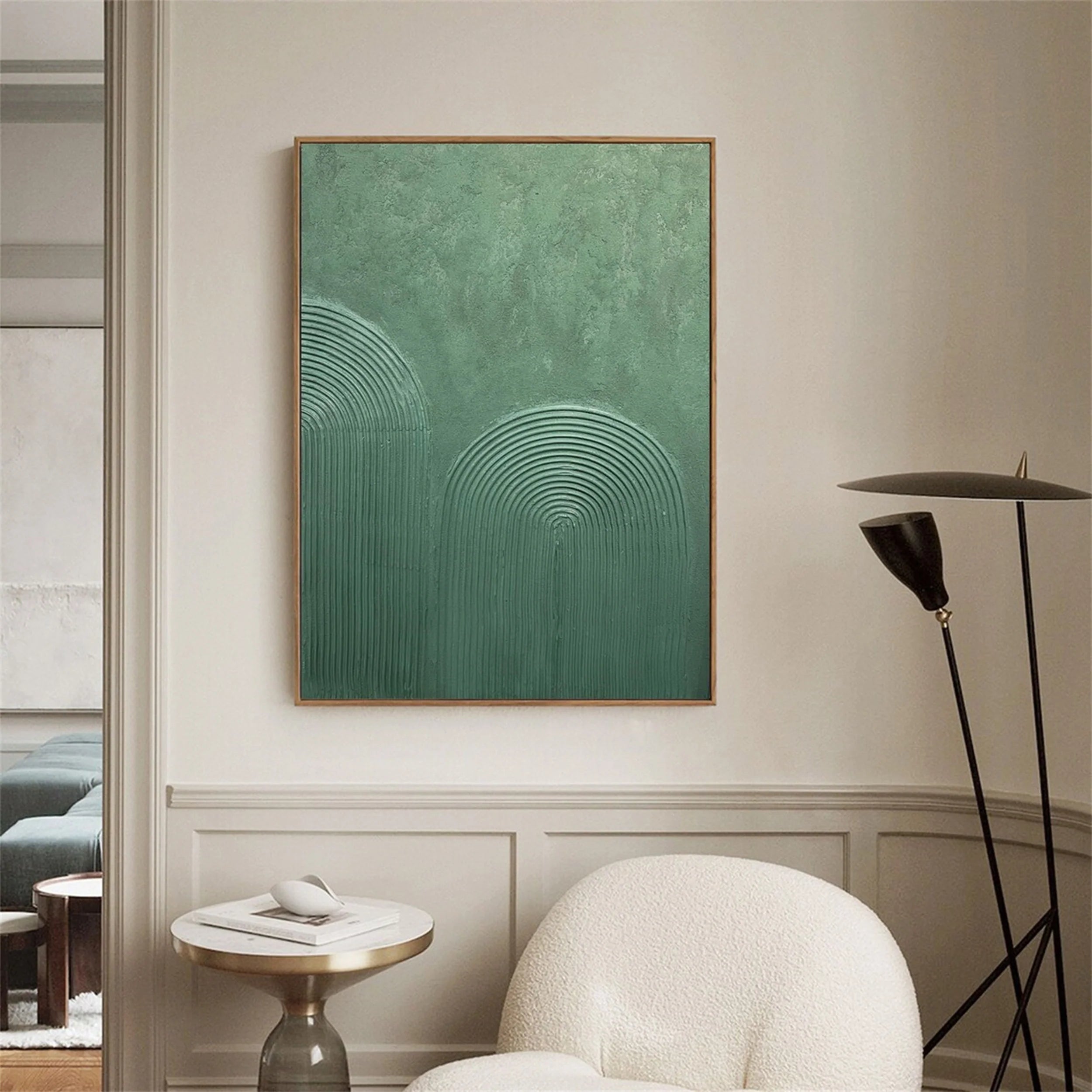 Green Textured Minimalist Wall Art