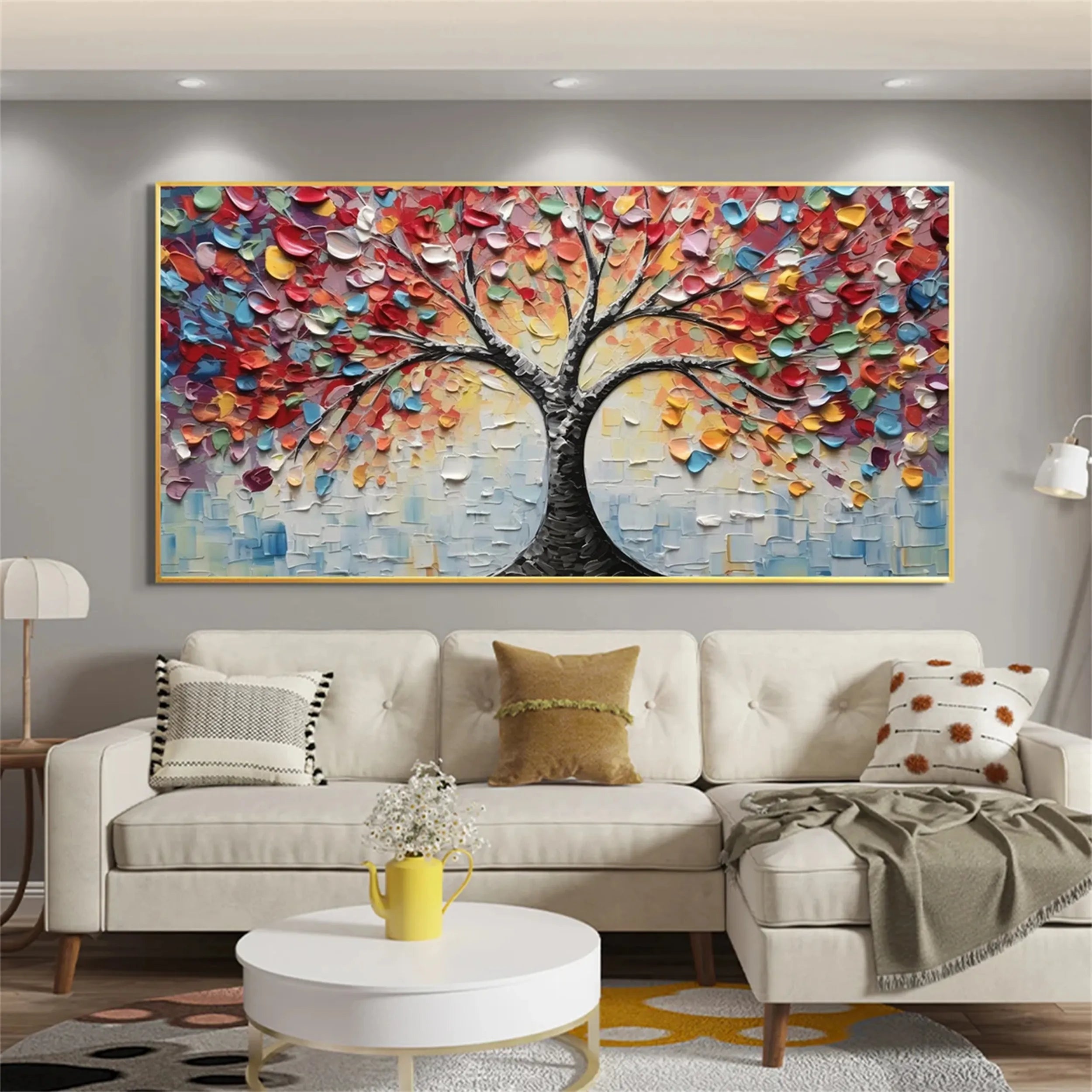 Colorful Tree And Flower Painting