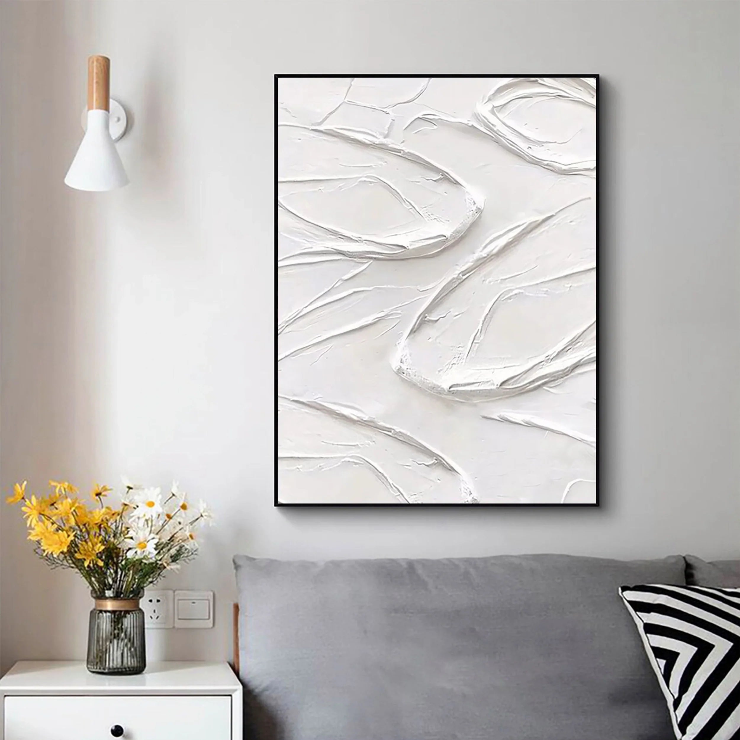 White Textured Minimalist Wall Art