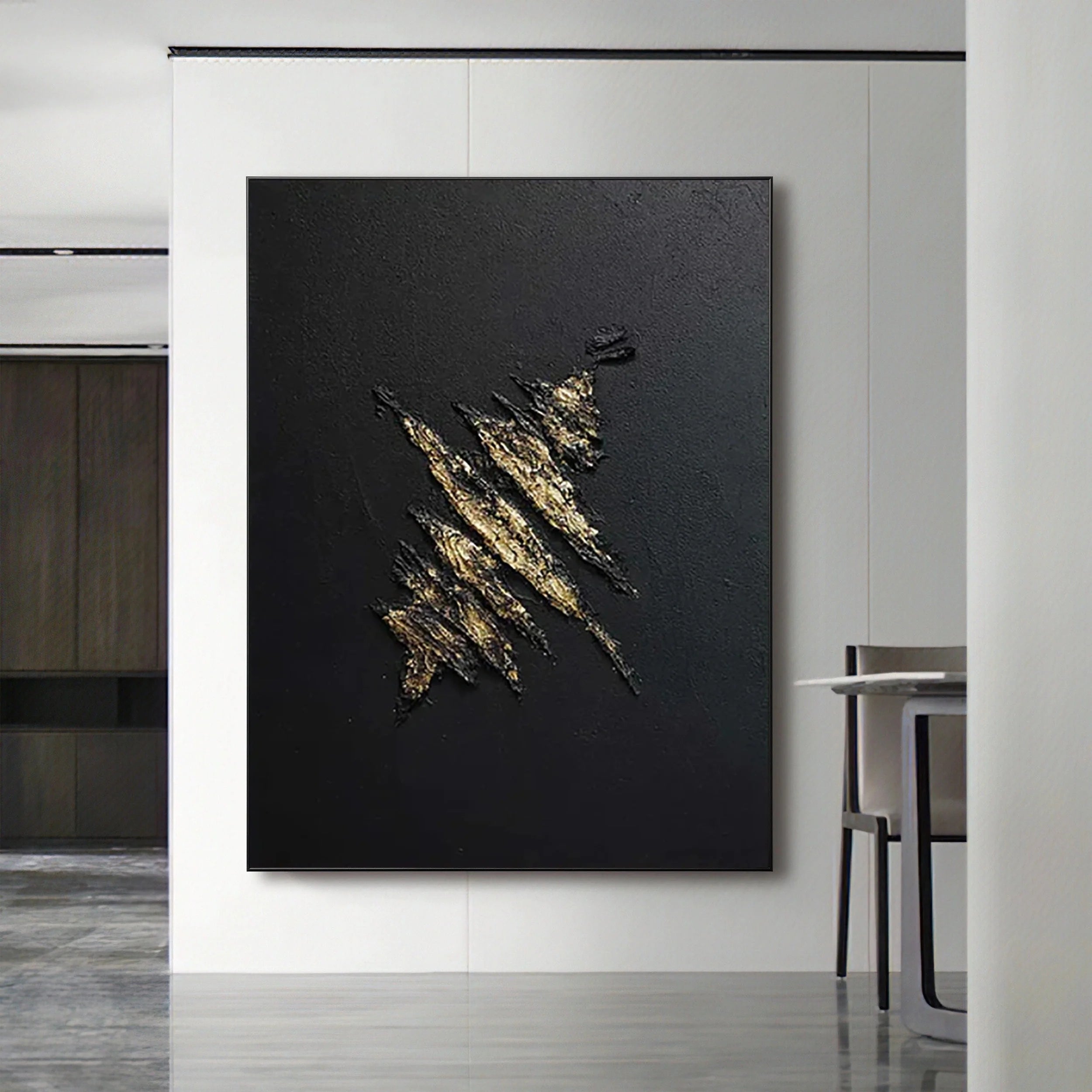 Black Textured Minimalist Wall Art