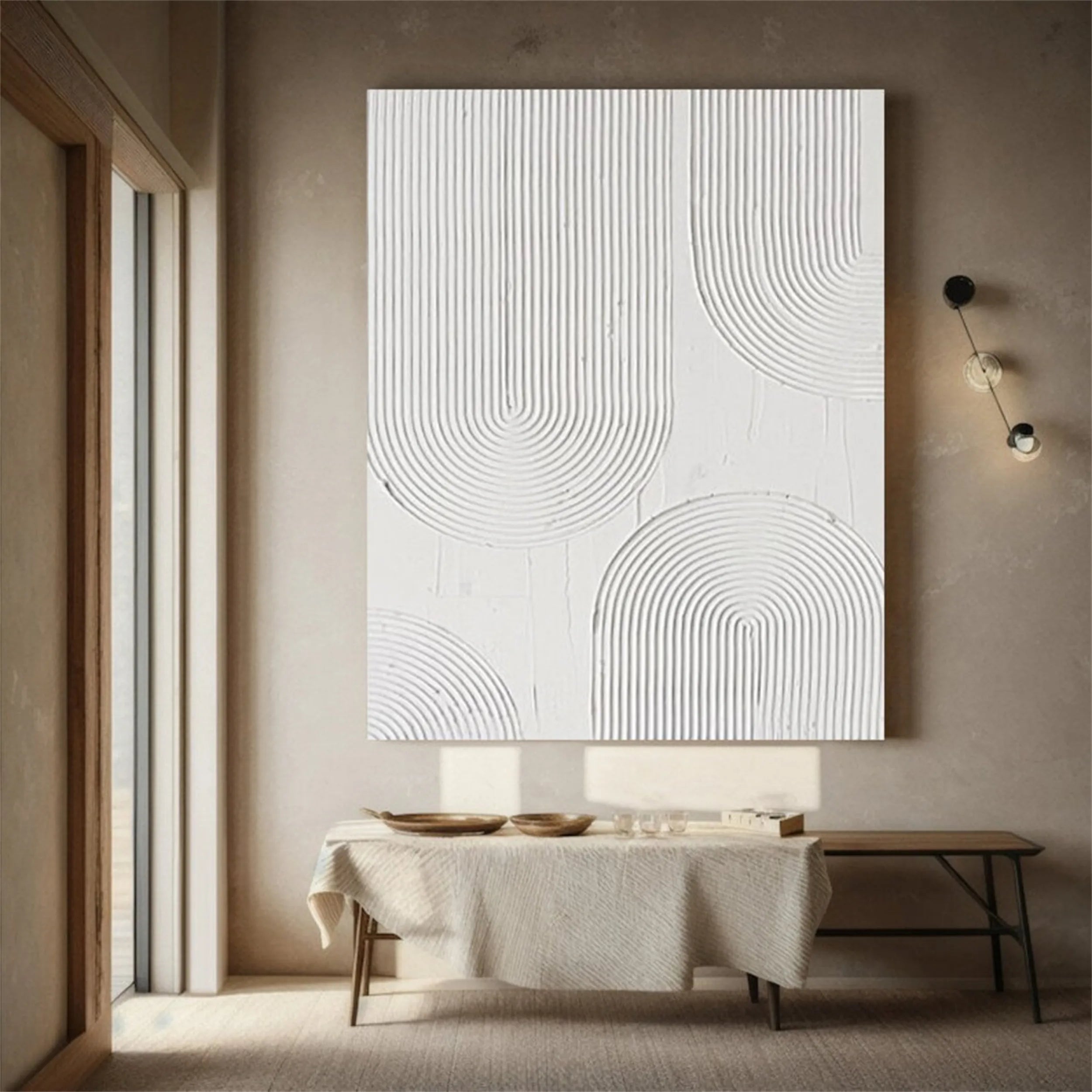 White Textured Minimalist Wall Art