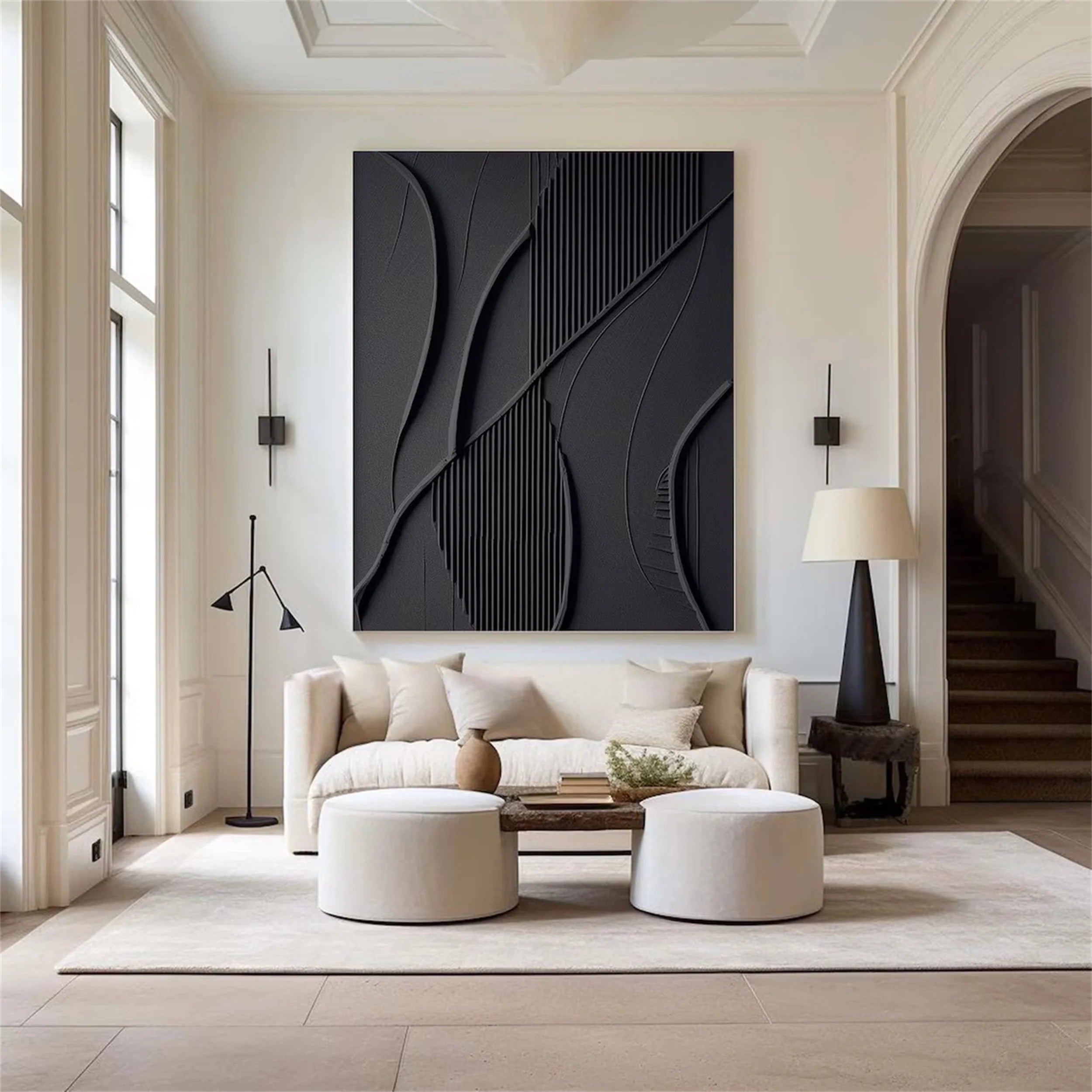 Black Textured Minimalist Wall Art