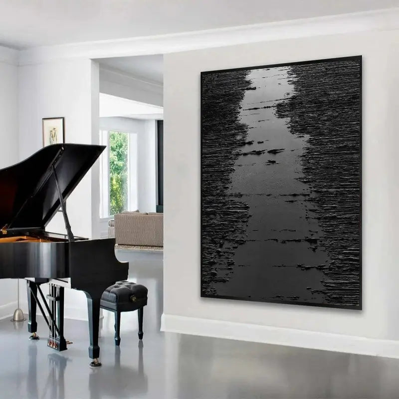 Black Textured Minimalist Wall Art