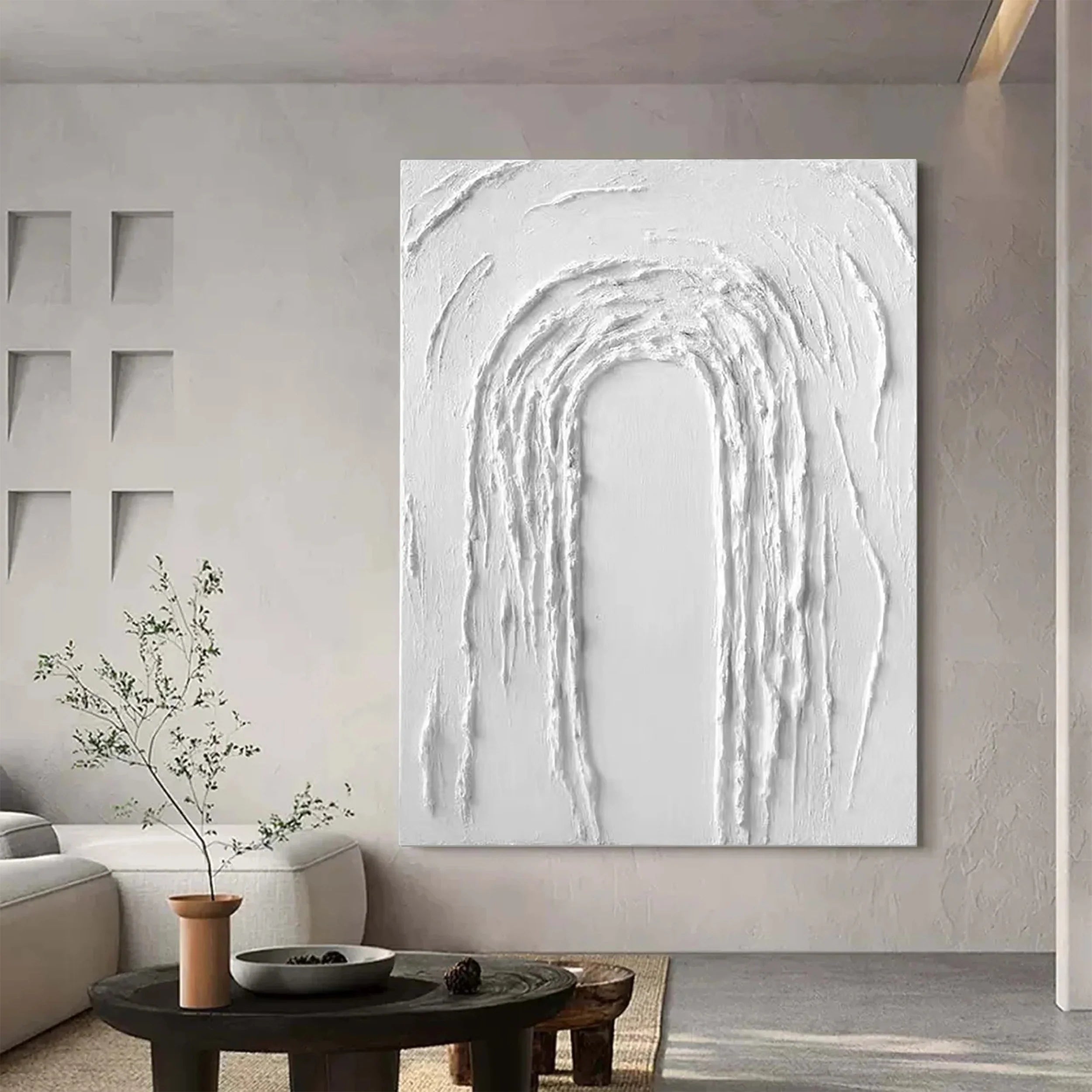 White Textured Minimalist Wall Art