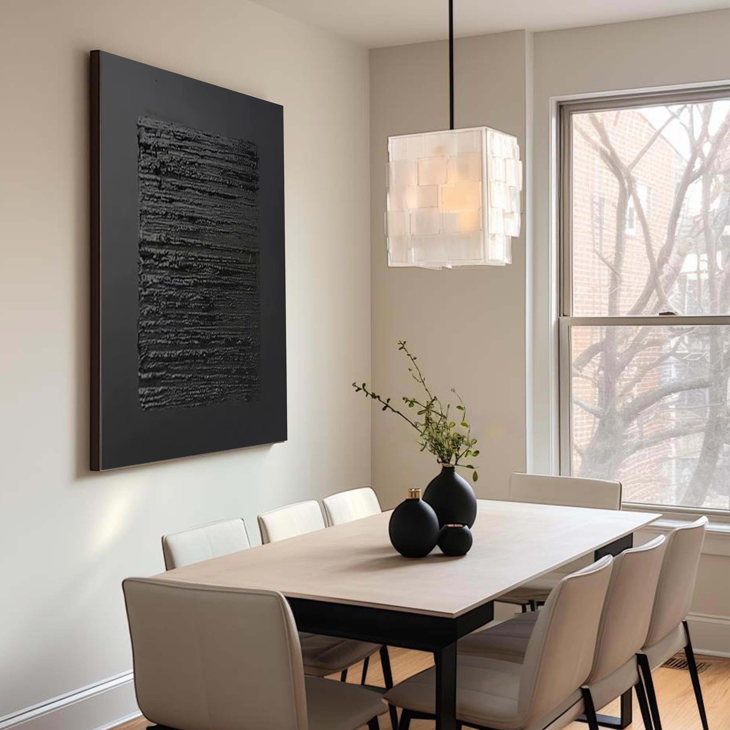 Black Textured Minimalist Wall Art