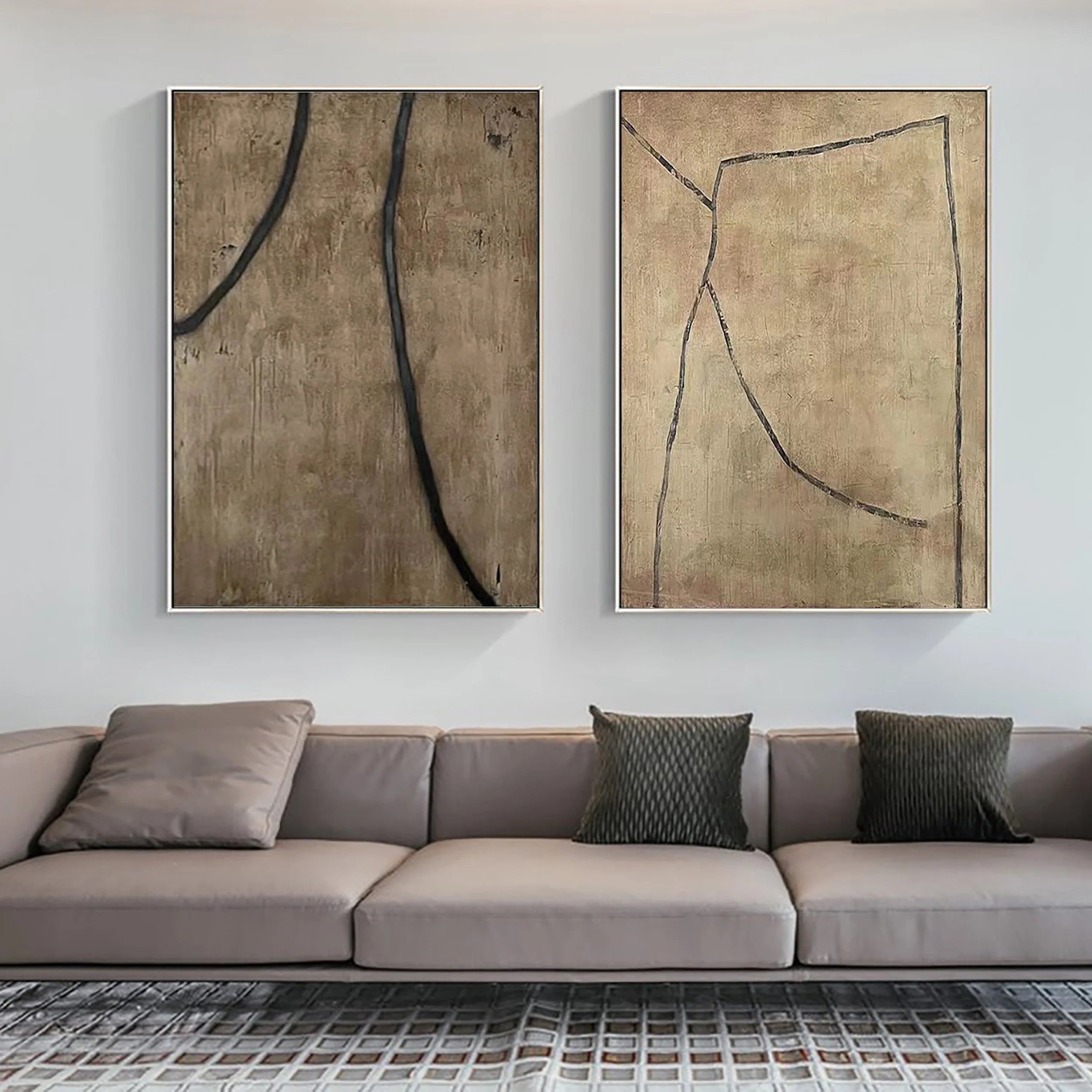 Wabi Sabi Abstract Wall Art Set of 2