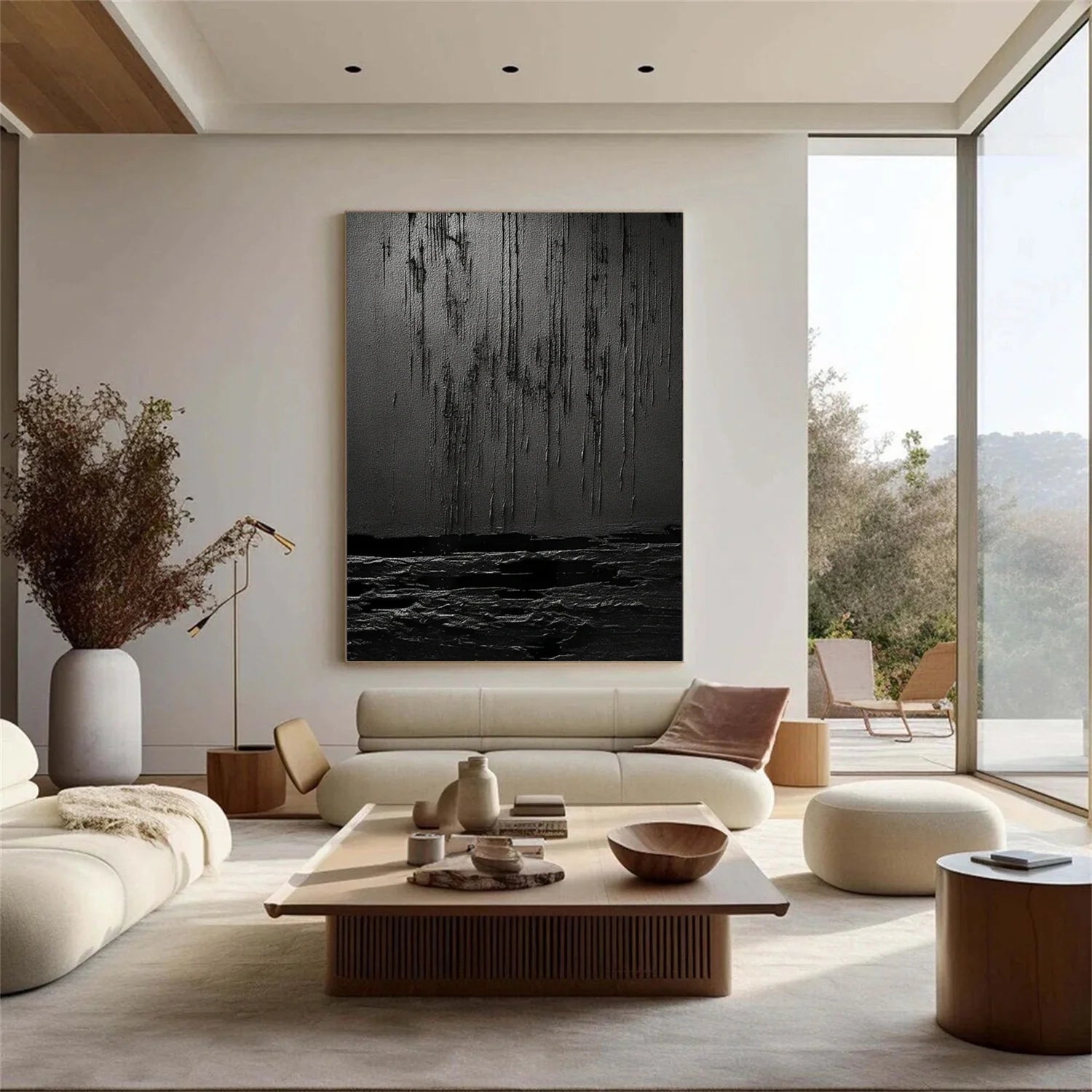 Black Textured Minimalist Wall Art