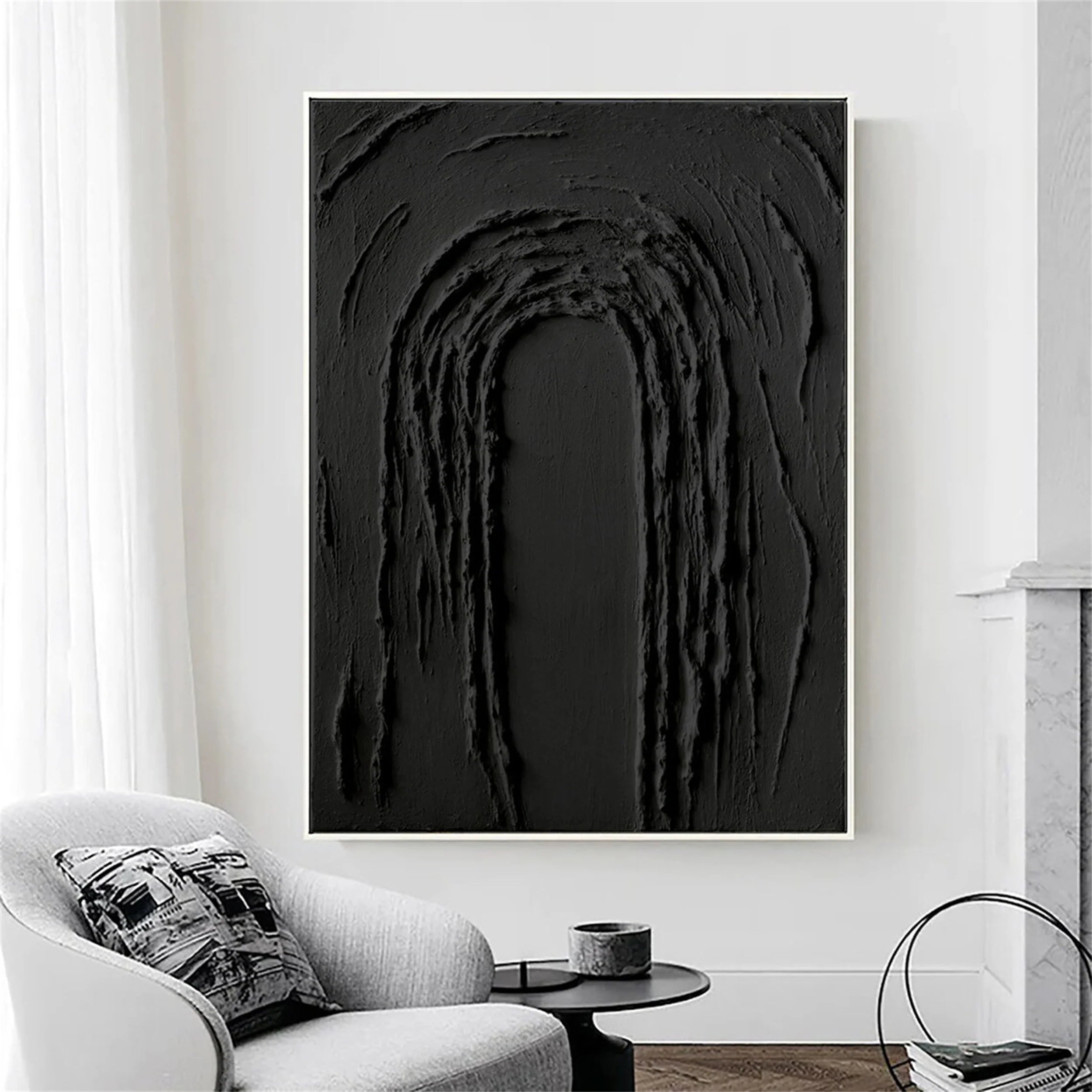 Black Textured Minimalist Wall Art