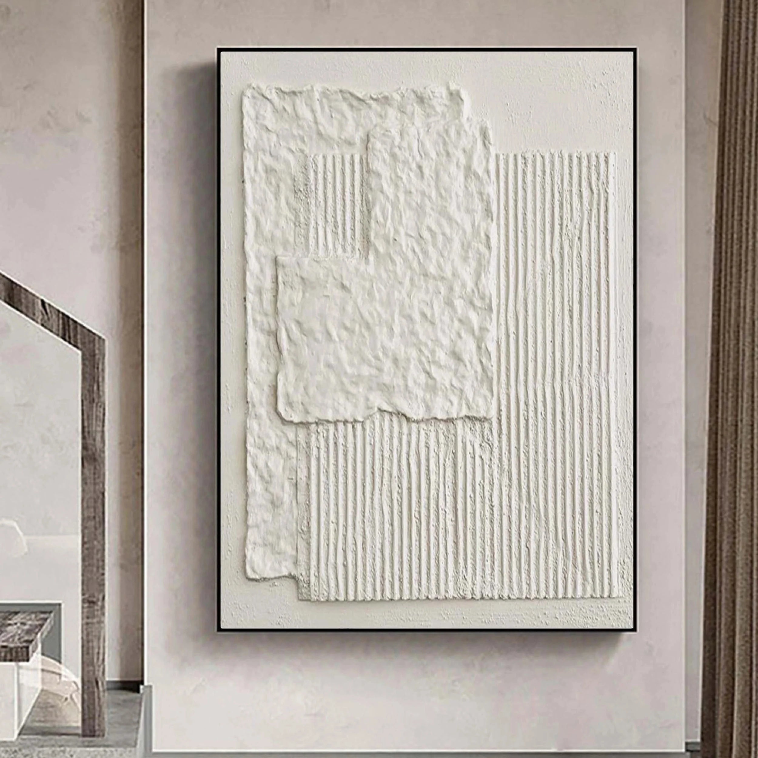 White Textured Minimalist Wall Art