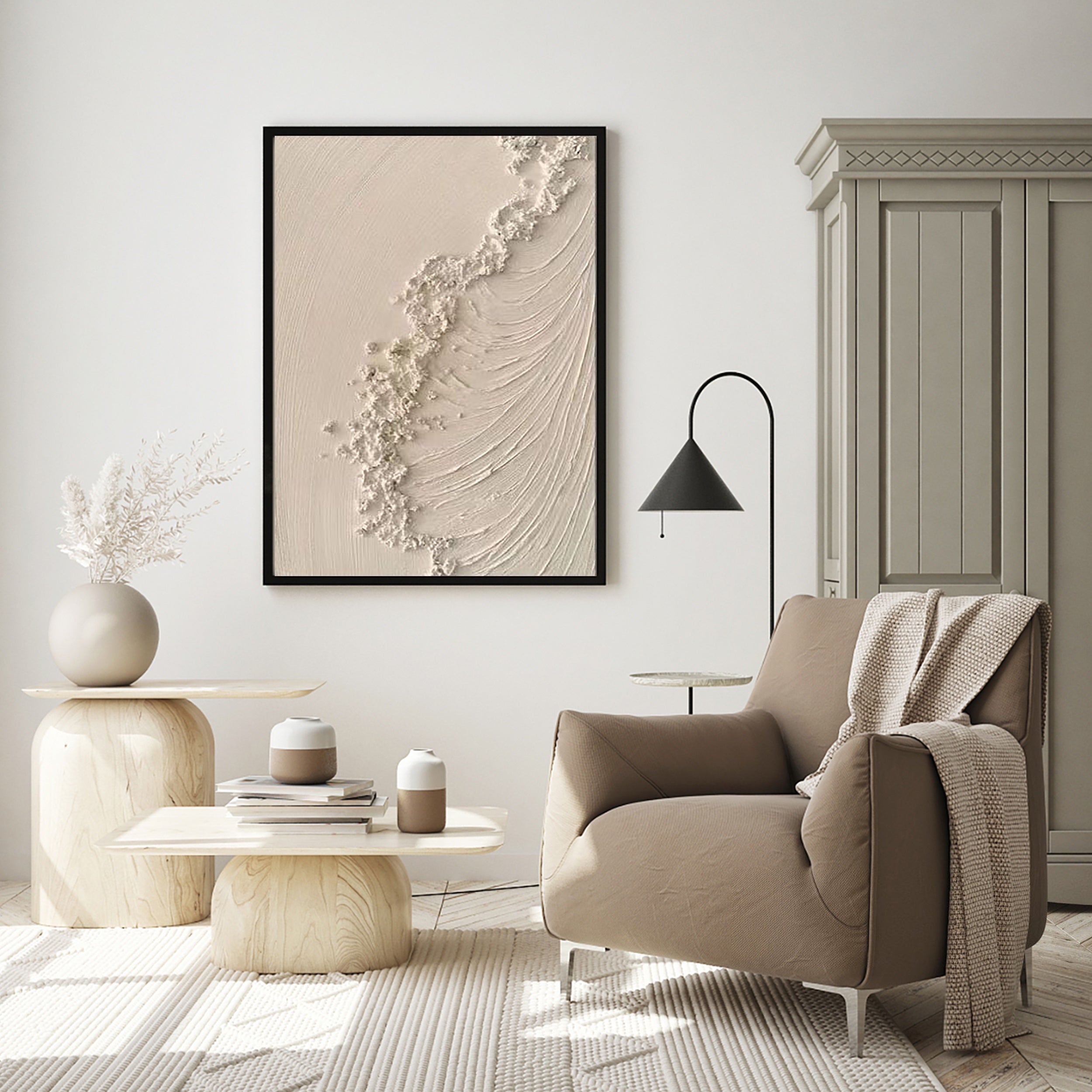 Beige & Brown Textured Minimalist Wall Art