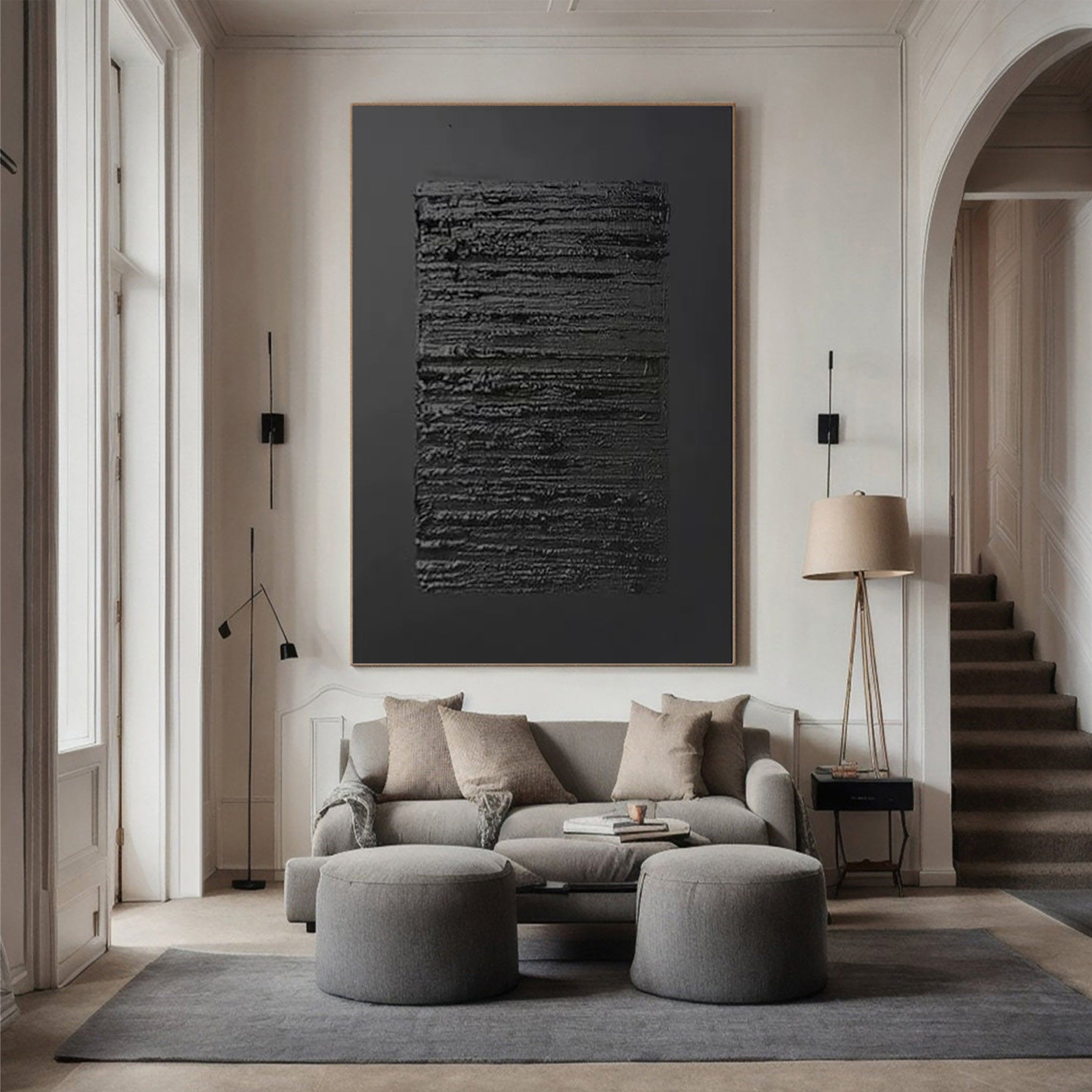 Black Textured Minimalist Wall Art