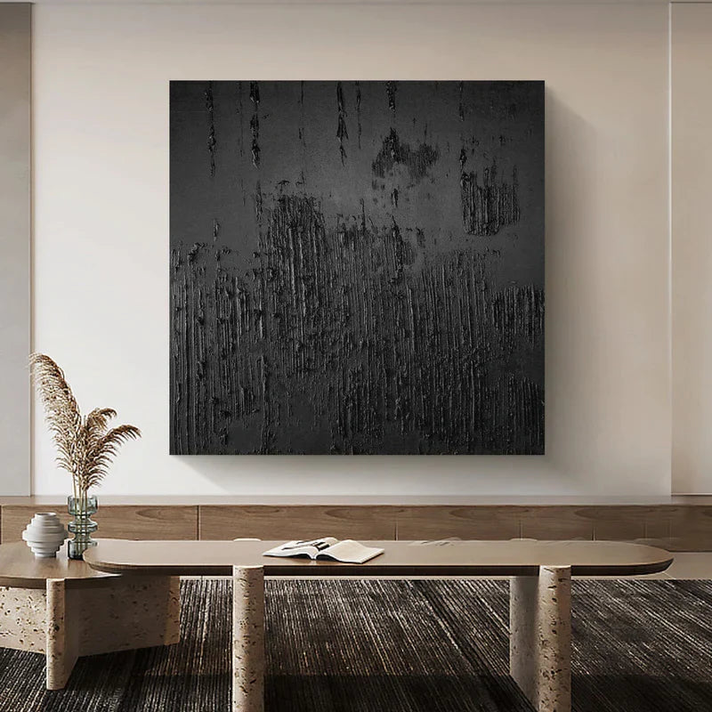 Black Textured Minimalist Wall Art