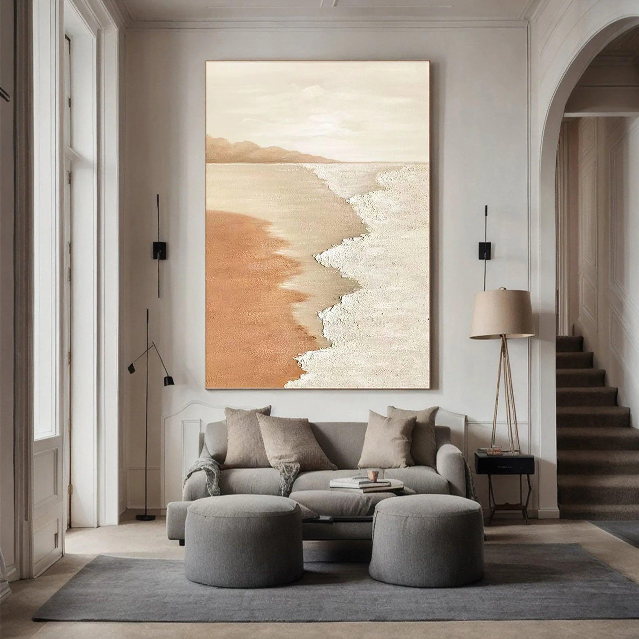 Beige & Brown Textured Minimalist Wall Art