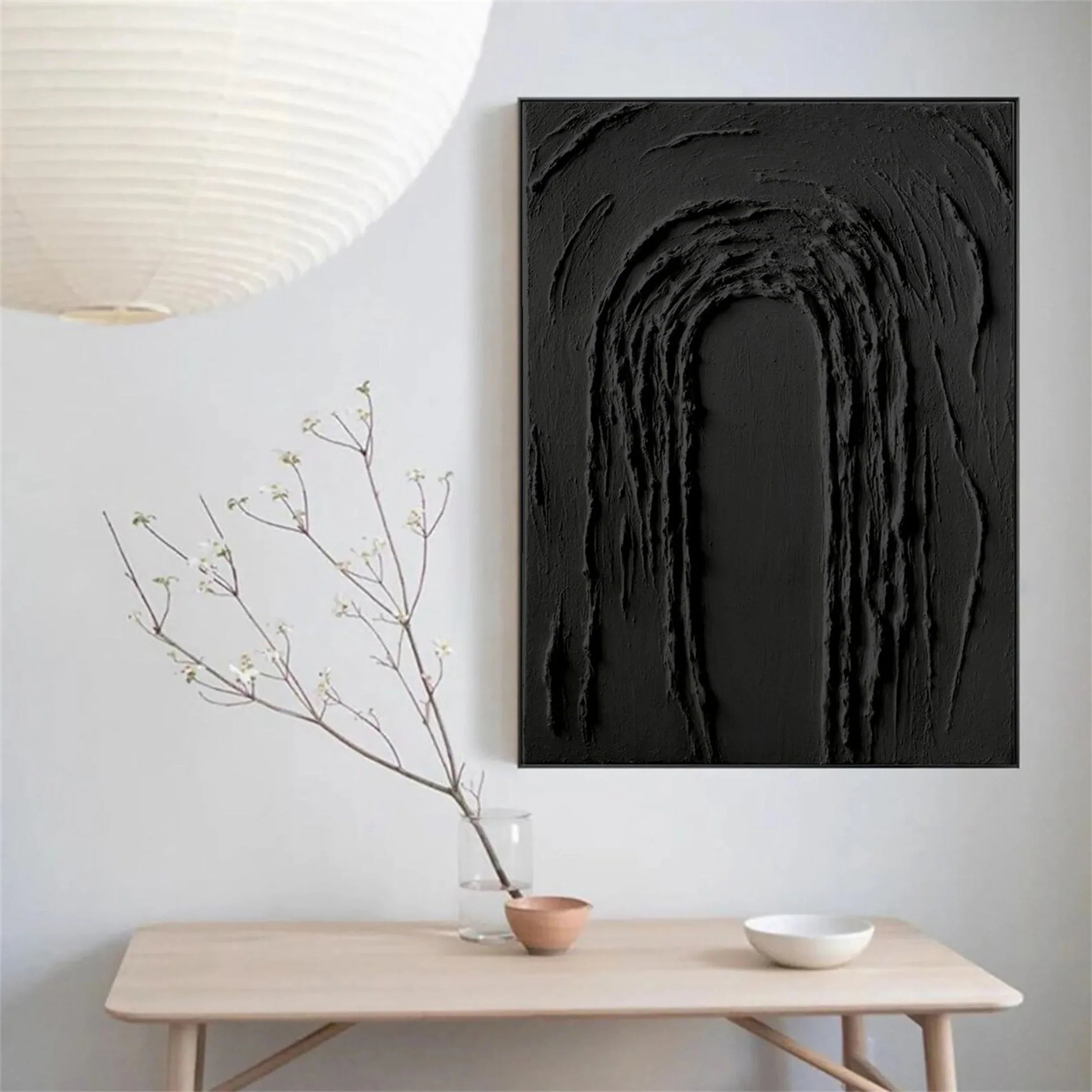 Black Textured Minimalist Wall Art