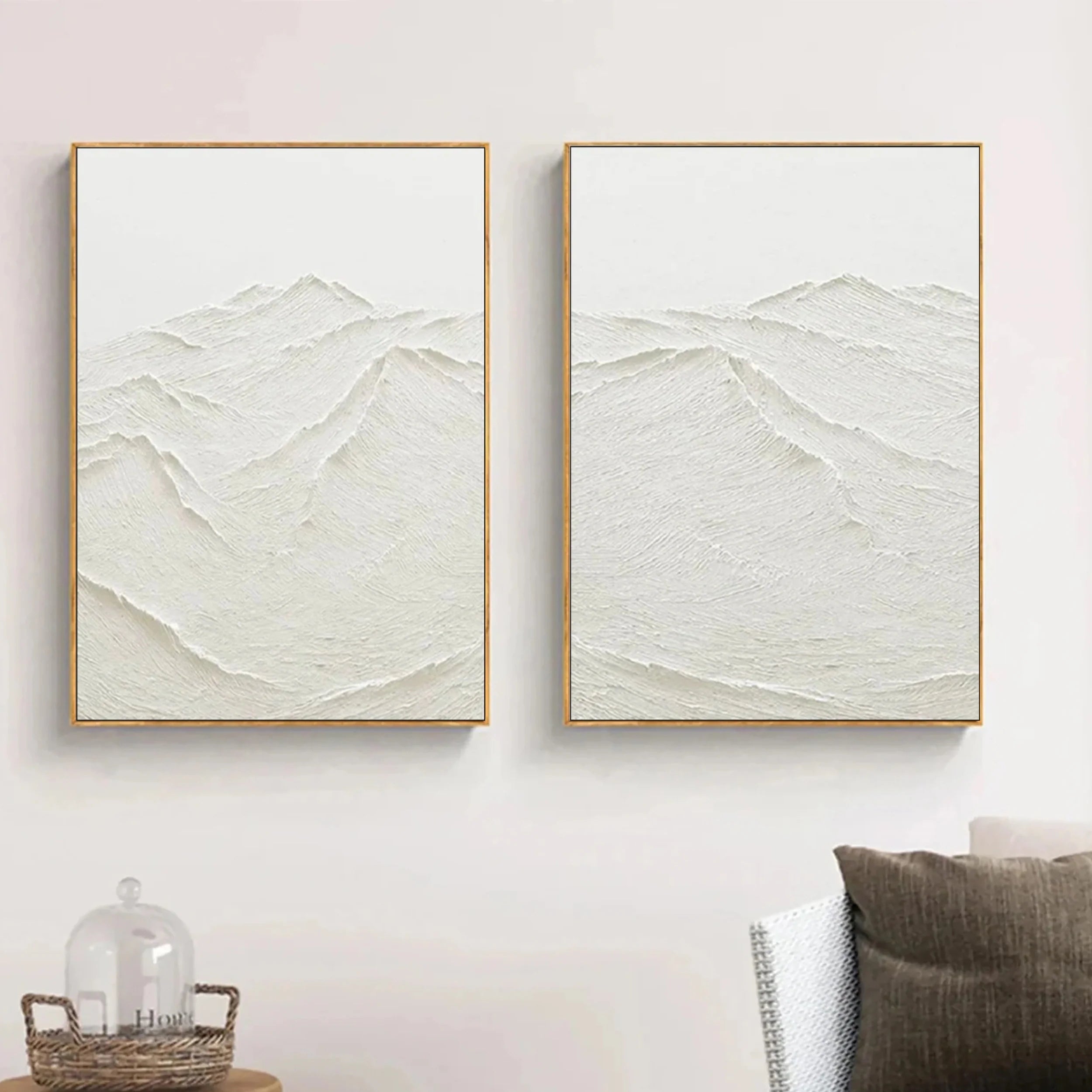 White Textured Minimalist Wall Art Set of 2