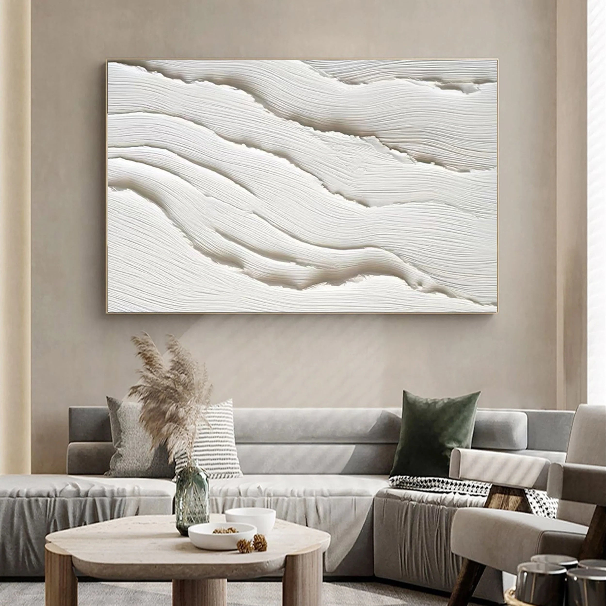 White Textured Minimalist Wall Art