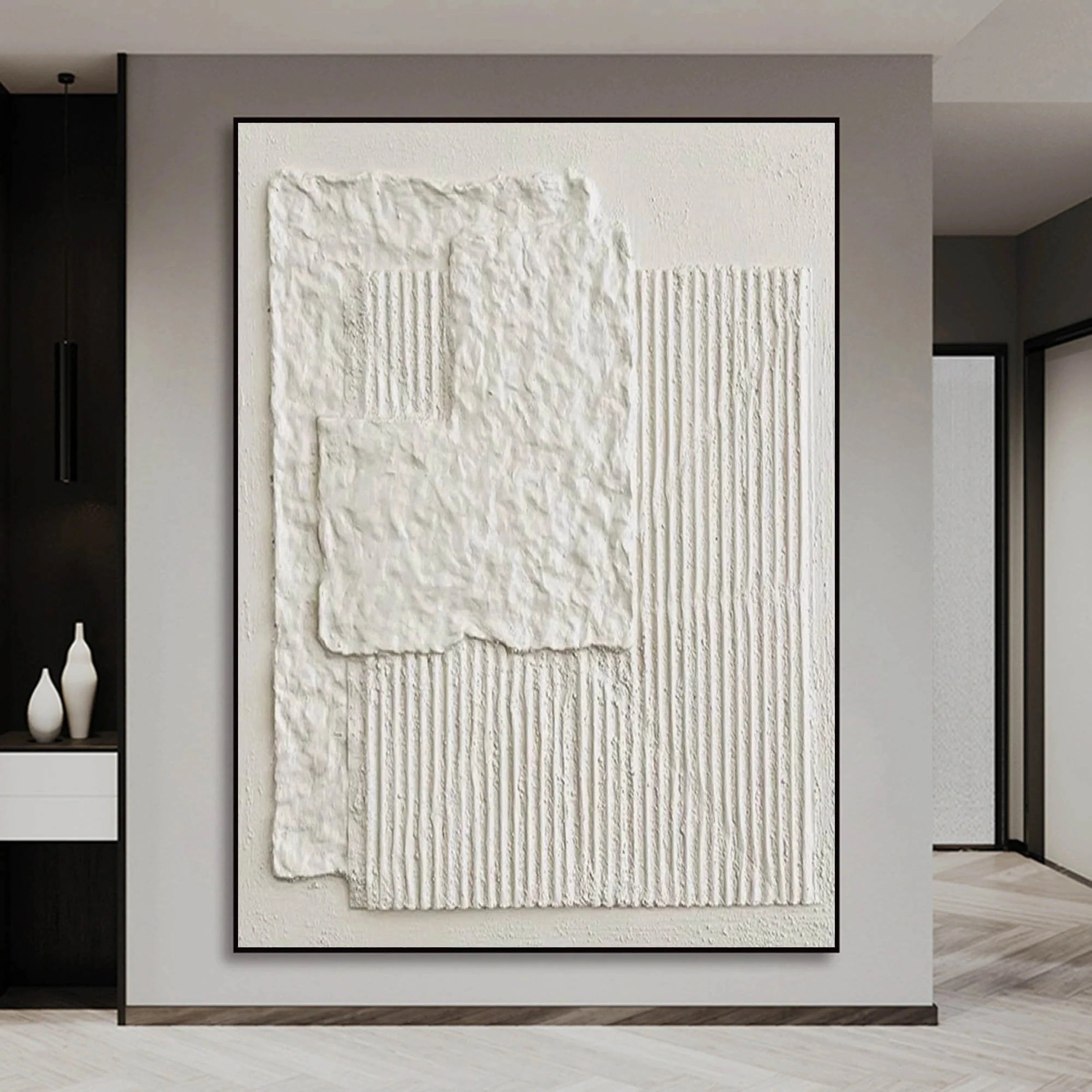 White Textured Minimalist Wall Art