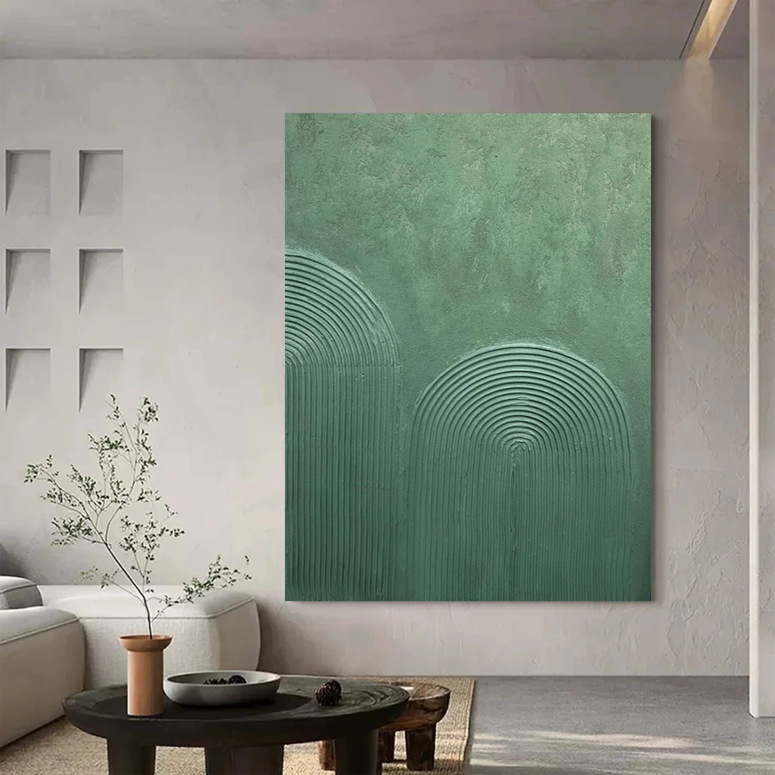 Green Textured Minimalist Wall Art