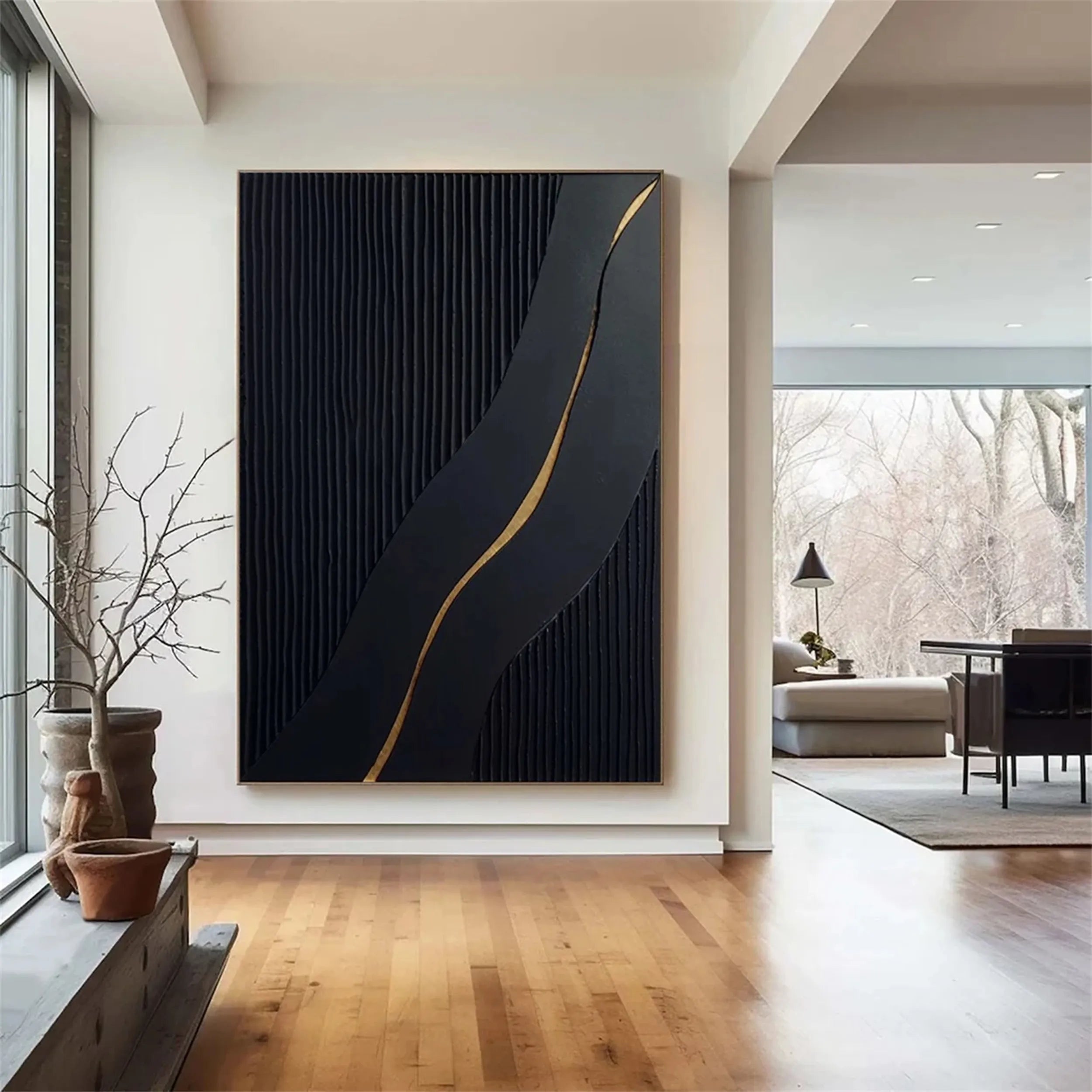 Black Textured Minimalist Wall Art