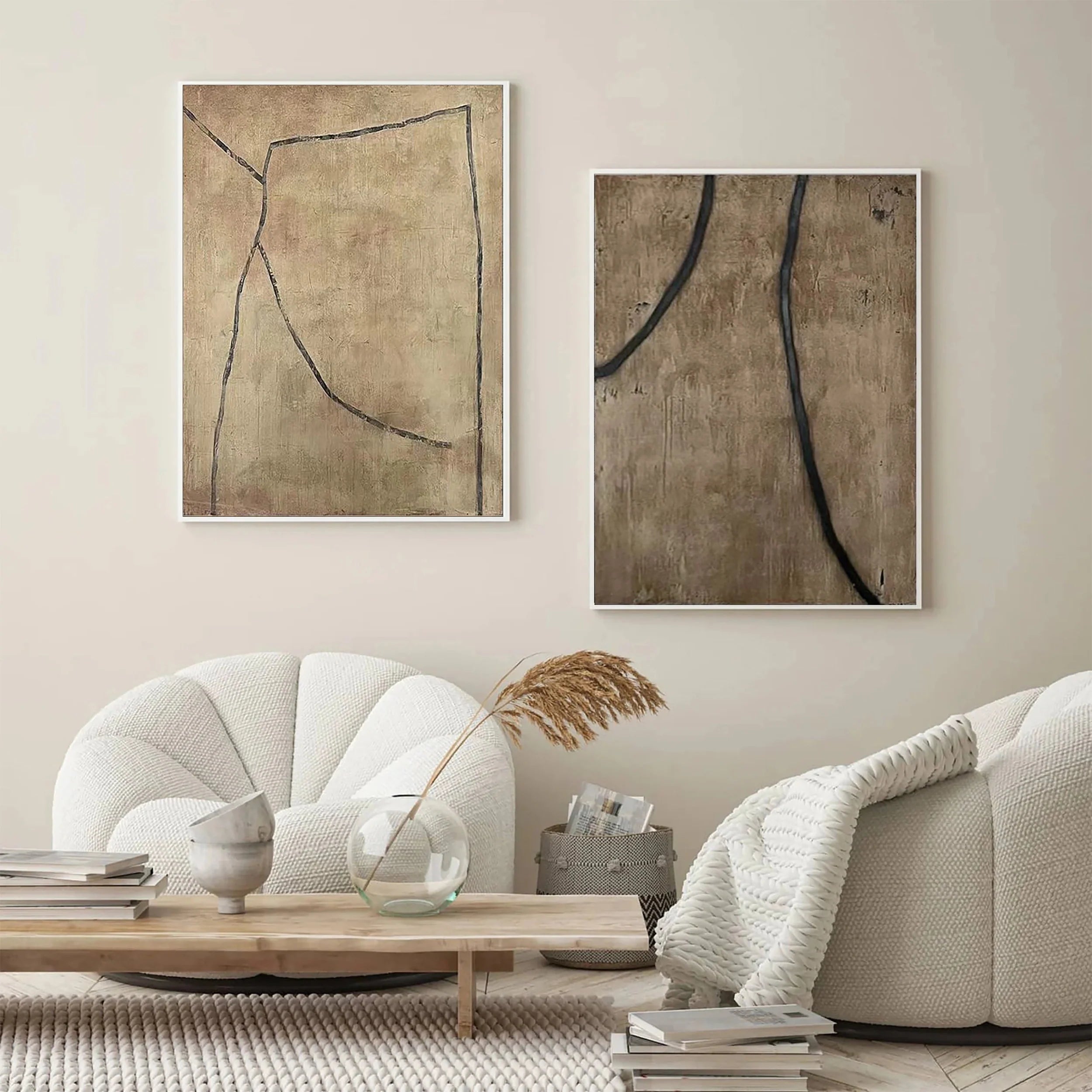 Wabi Sabi Abstract Wall Art Set of 2