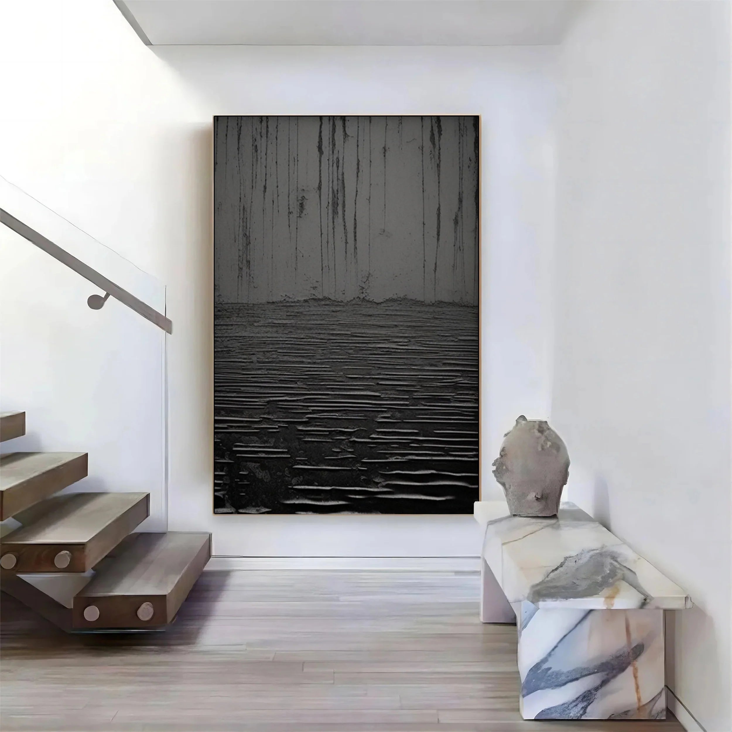 Black Textured Minimalist Wall Art