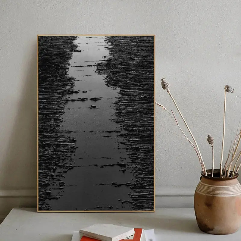 Black Textured Minimalist Wall Art