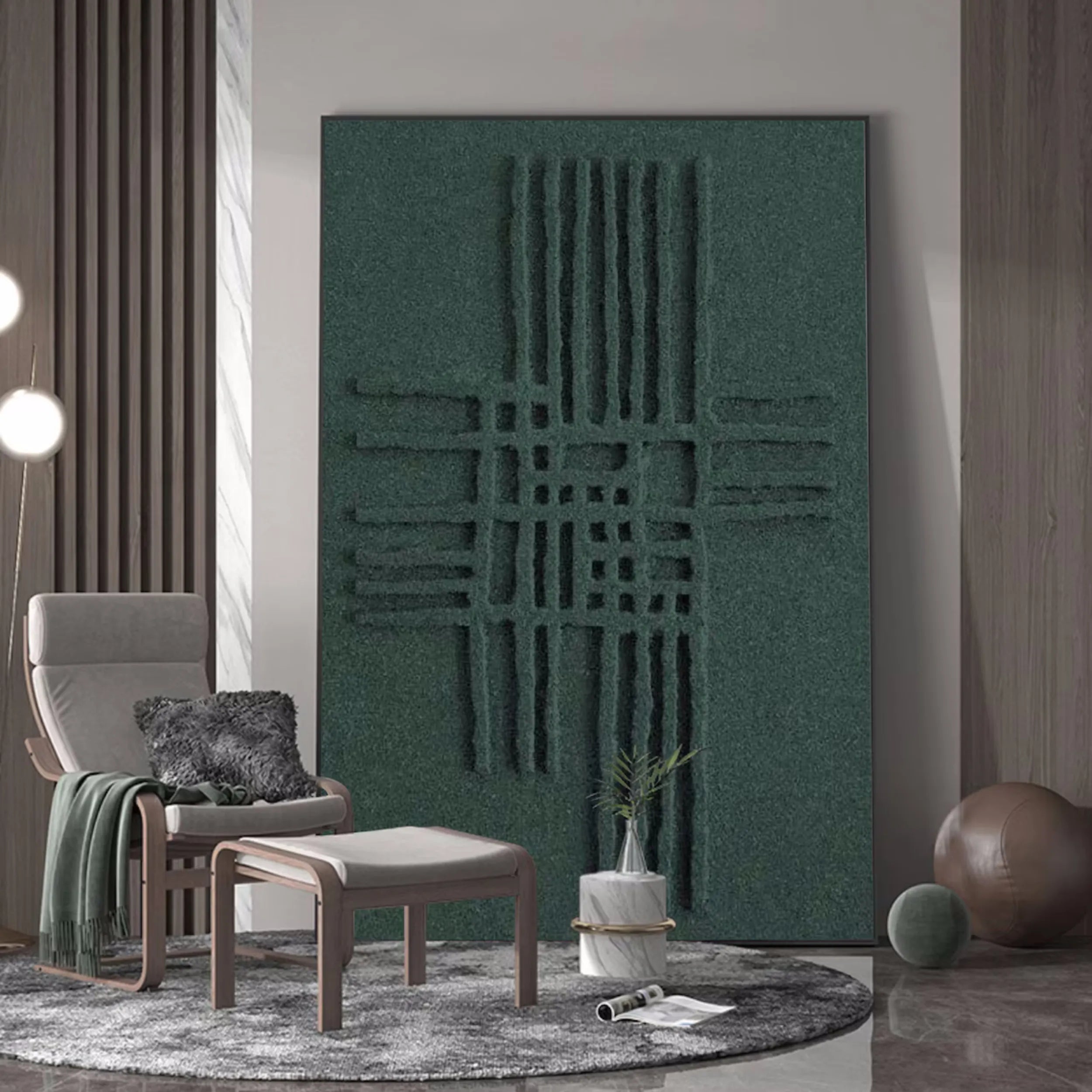 Green Textured Minimalist Wall Art