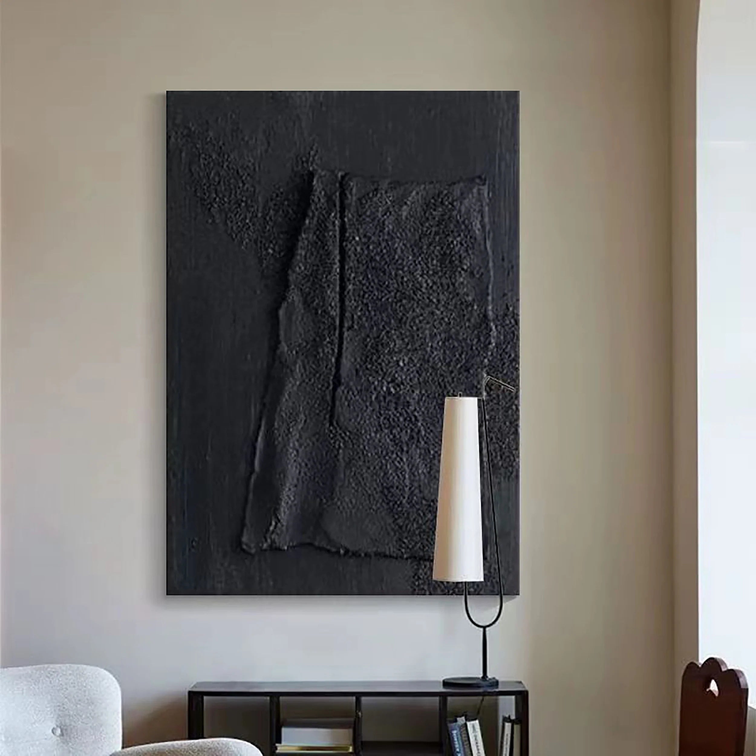 Black Textured Minimalist Wall Art