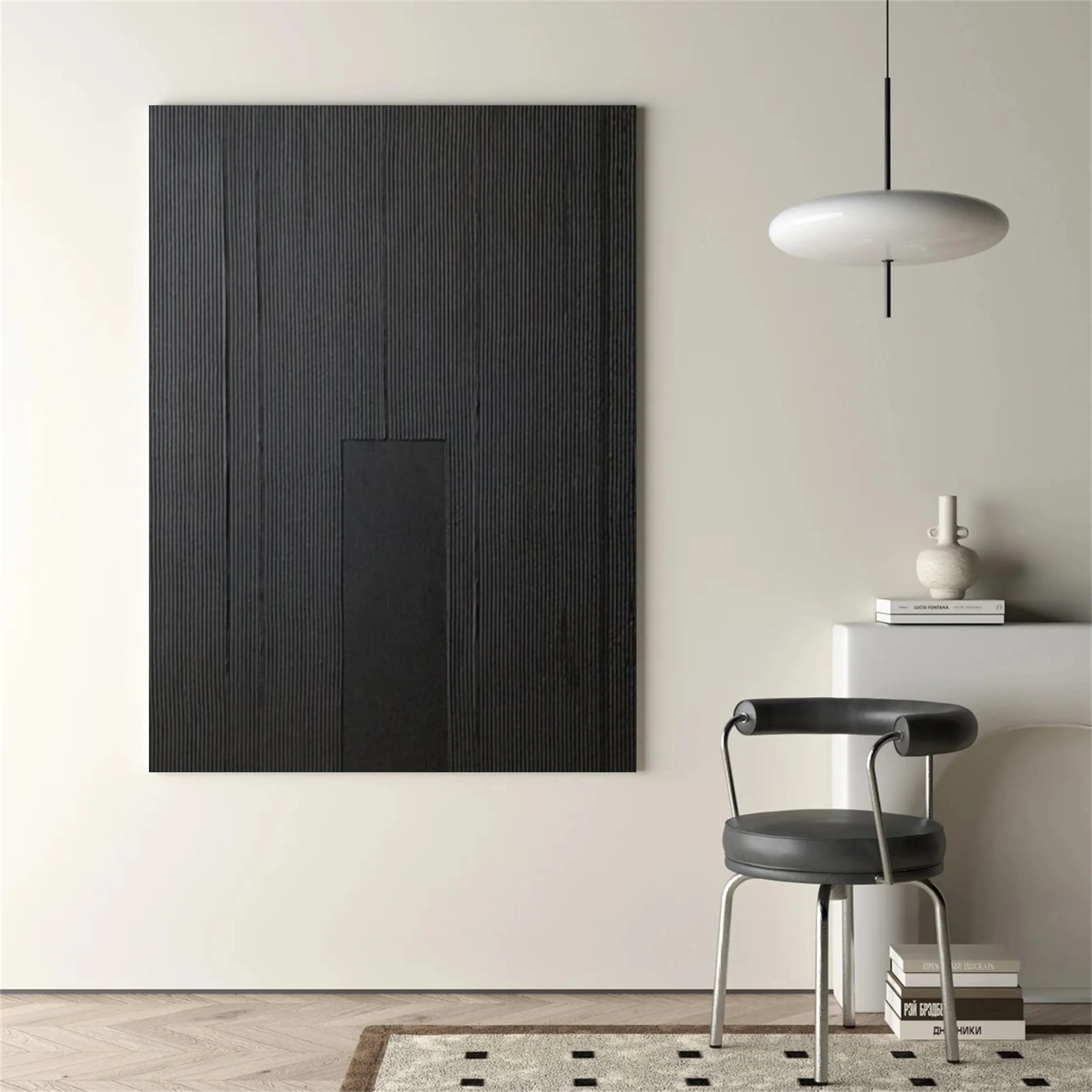 Black Textured Minimalist Wall Art