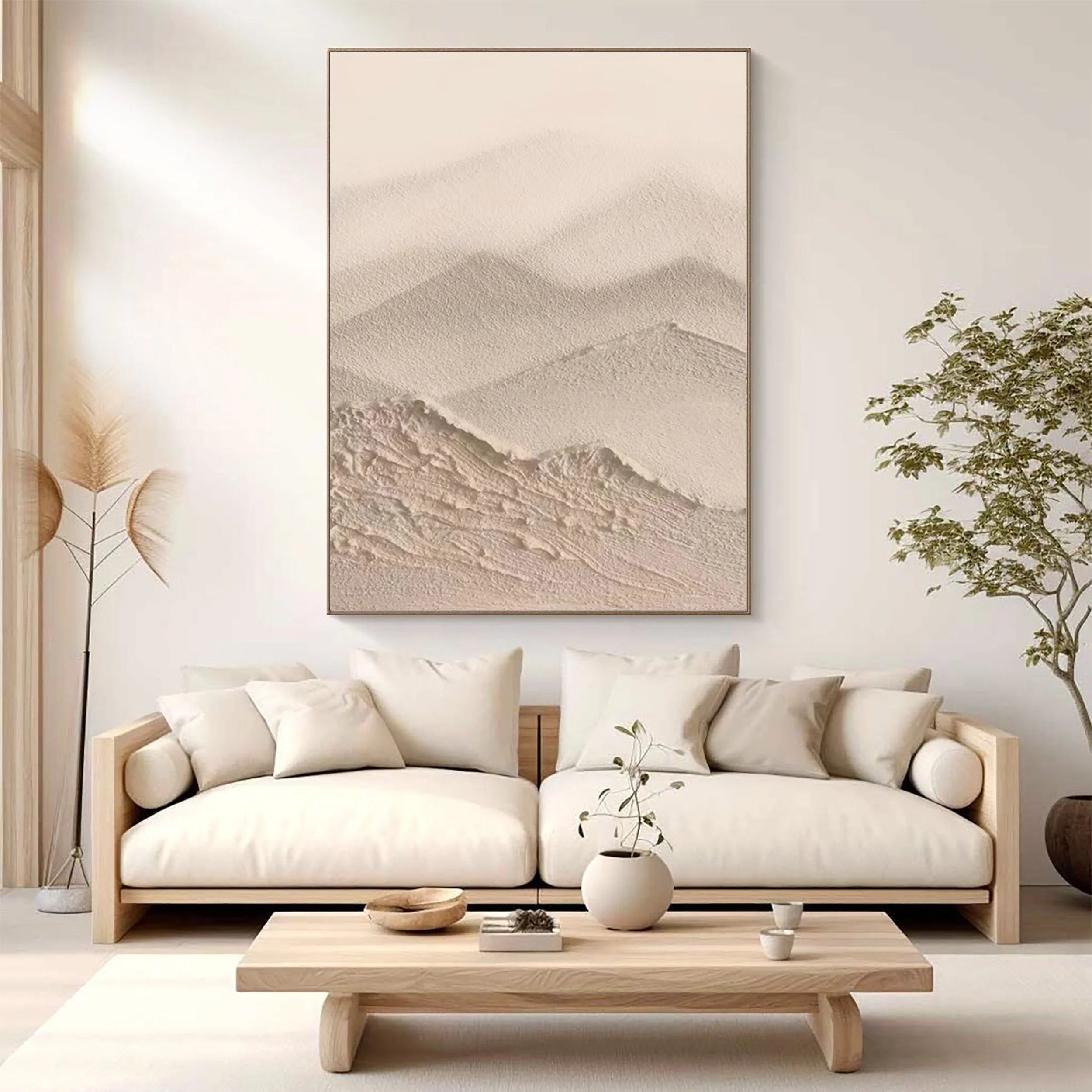 Beige & Brown Textured Minimalist Wall Art