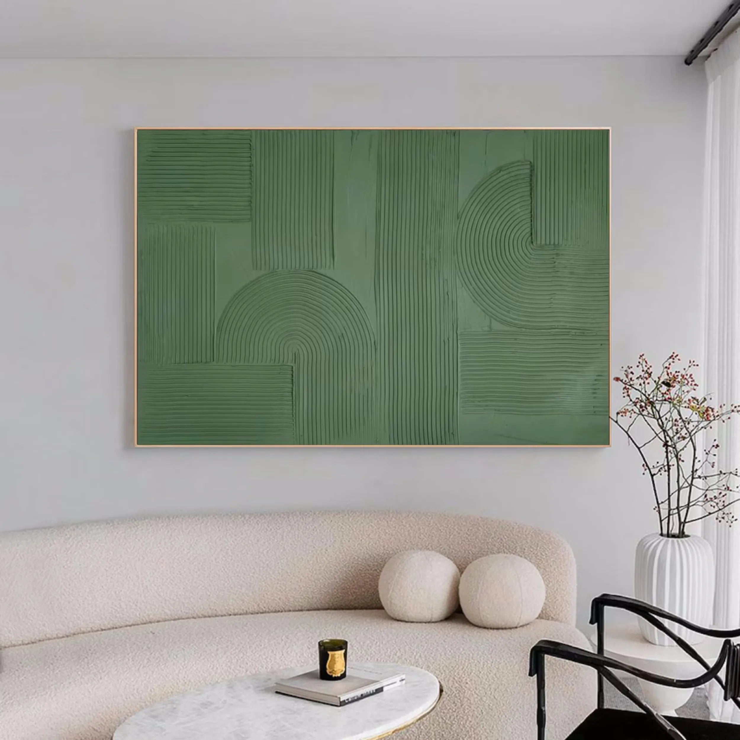 Green Textured Minimalist Wall Art