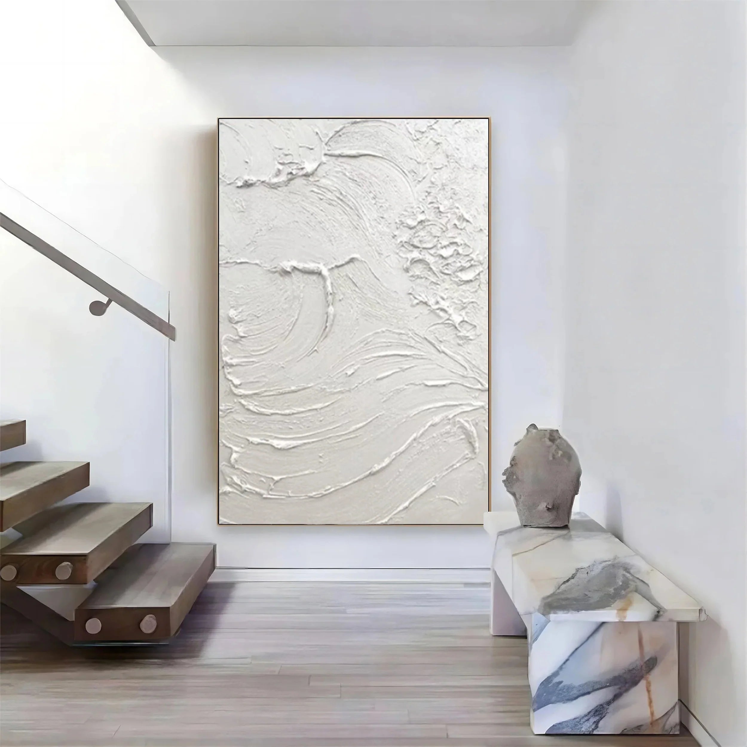 White Textured Minimalist Wall Art