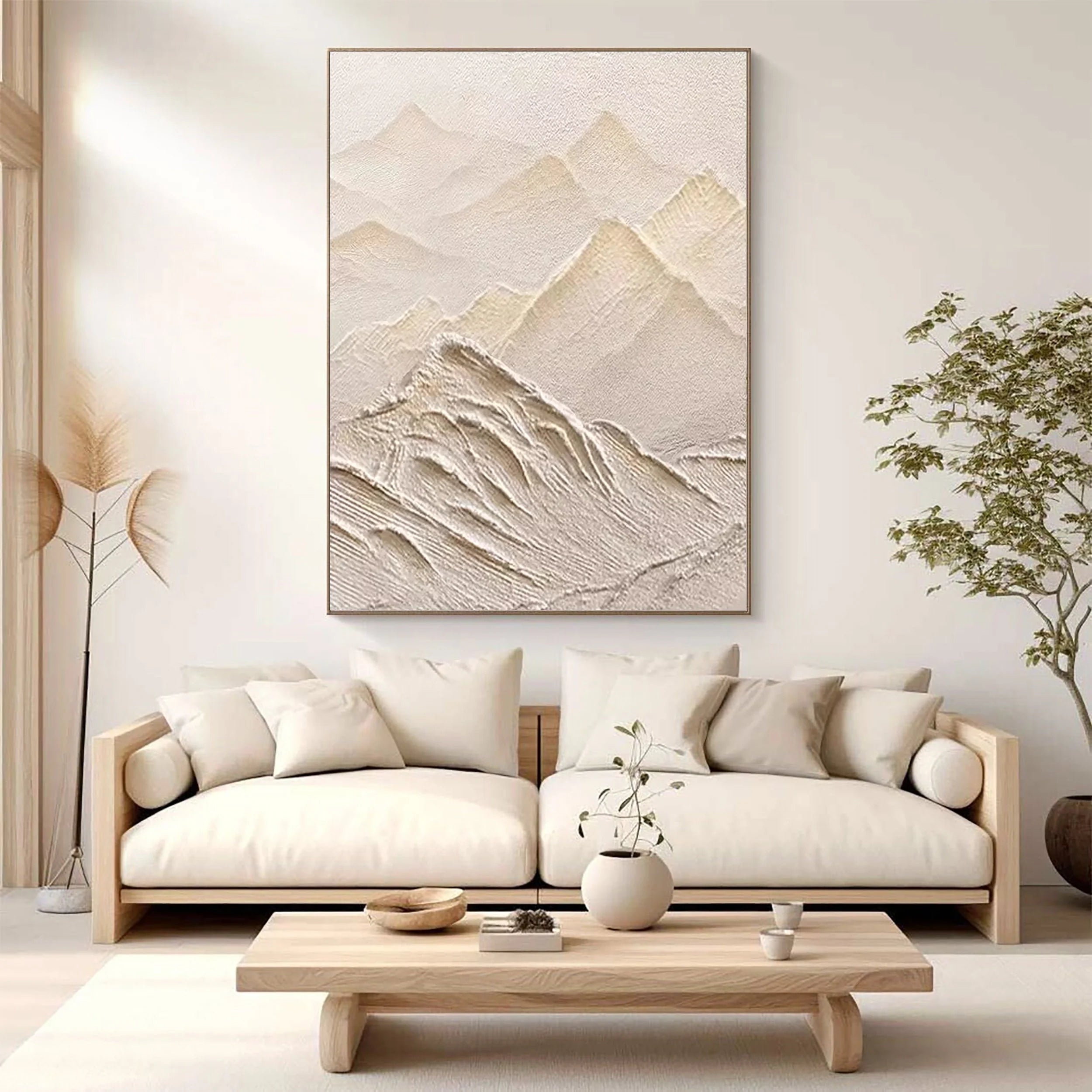 Beige & Brown Textured Minimalist Wall Art